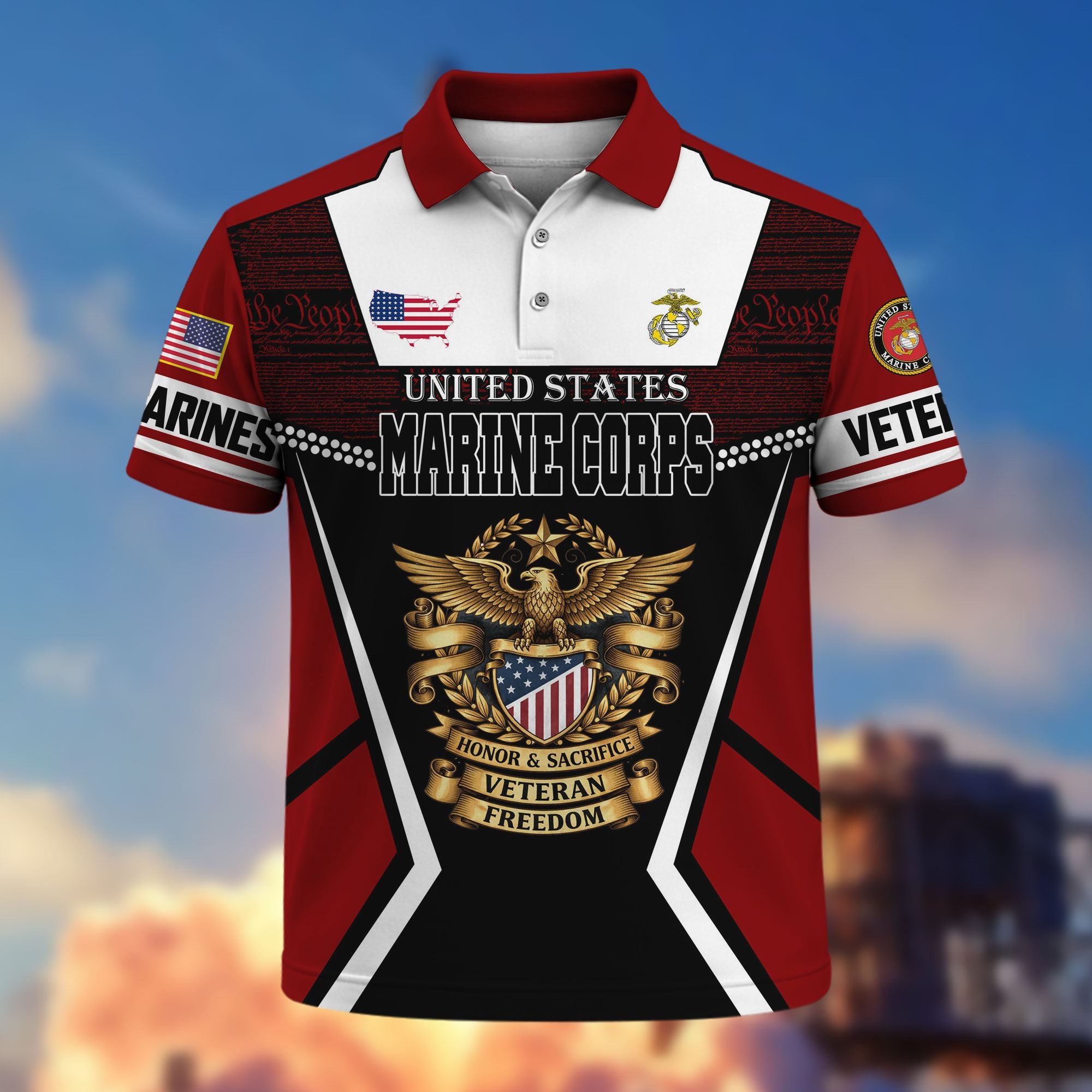Premium US Veterans Polo Shirt, Gifts For US Veterans, Gifts On Father's Day, Veterans Day.