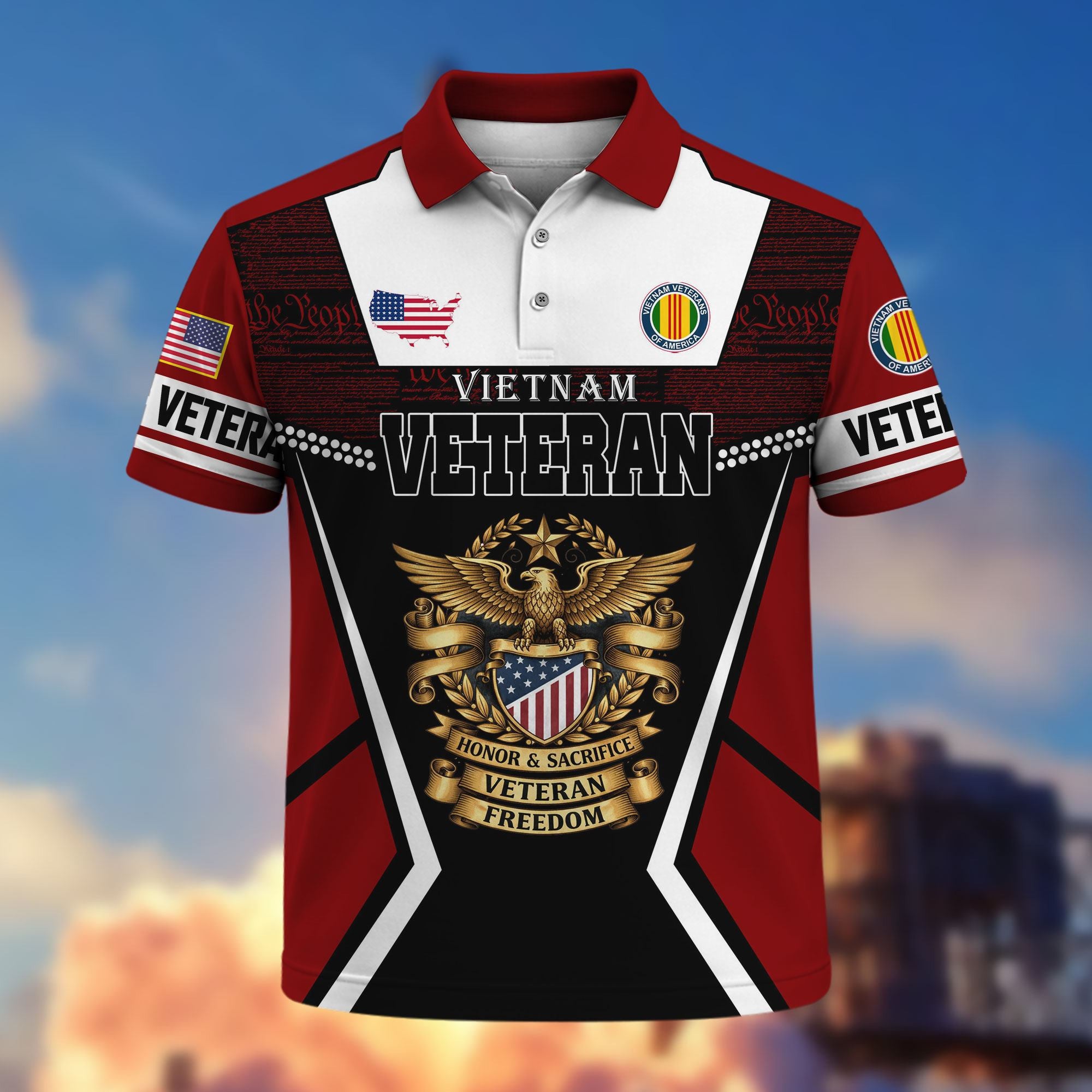 Premium US Veterans Polo Shirt, Gifts For US Veterans, Gifts On Father's Day, Veterans Day.