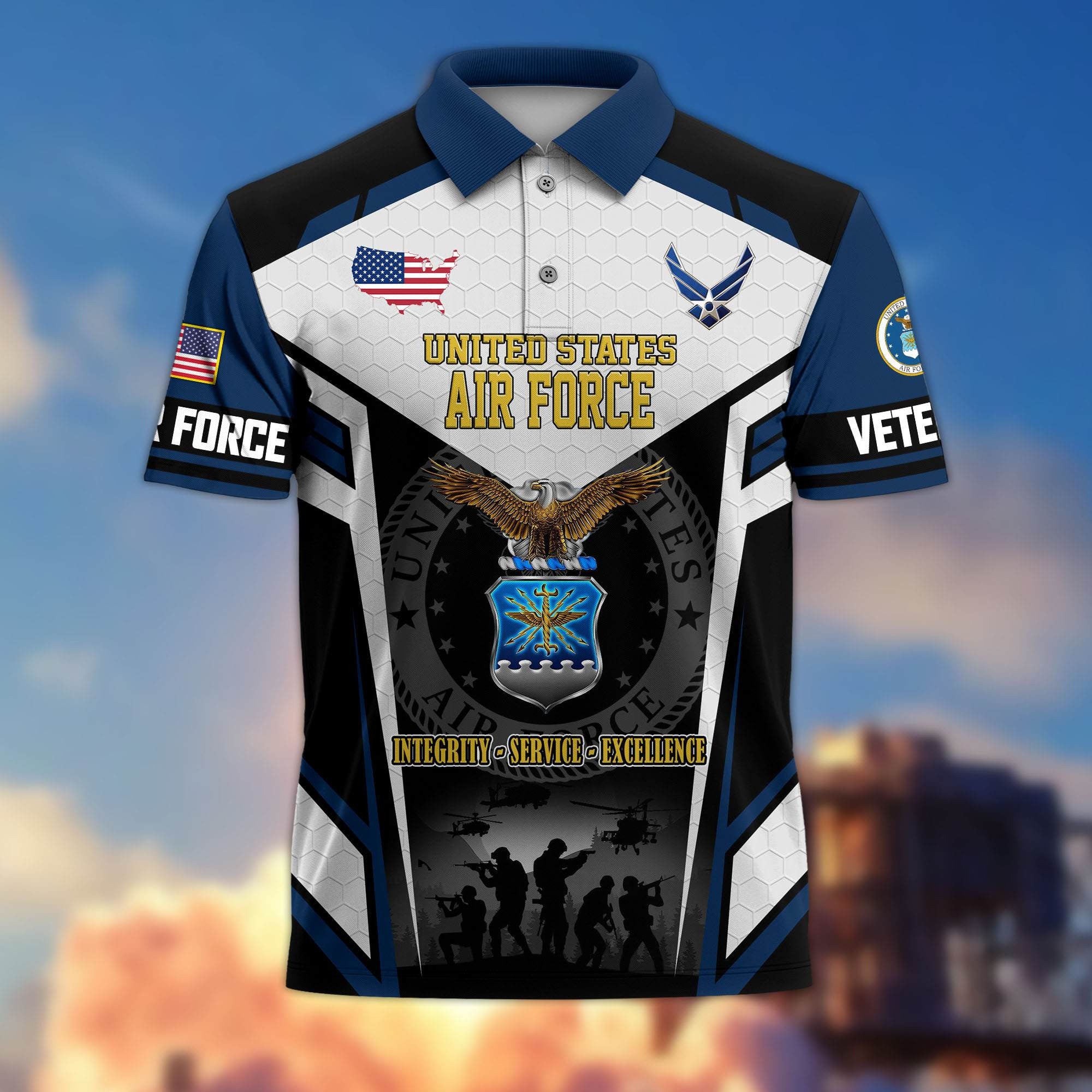Premium US Veterans Polo Shirt, Gifts For US Veterans, Gifts On Father's Day, Veterans Day.