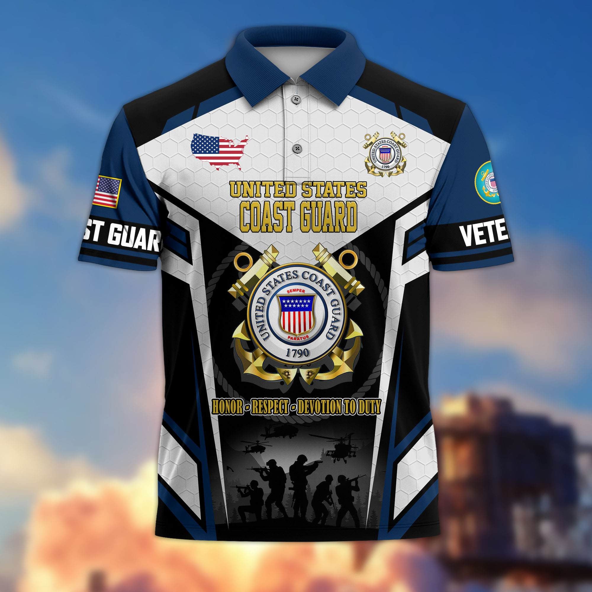 Premium US Veterans Polo Shirt, Gifts For US Veterans, Gifts On Father's Day, Veterans Day.