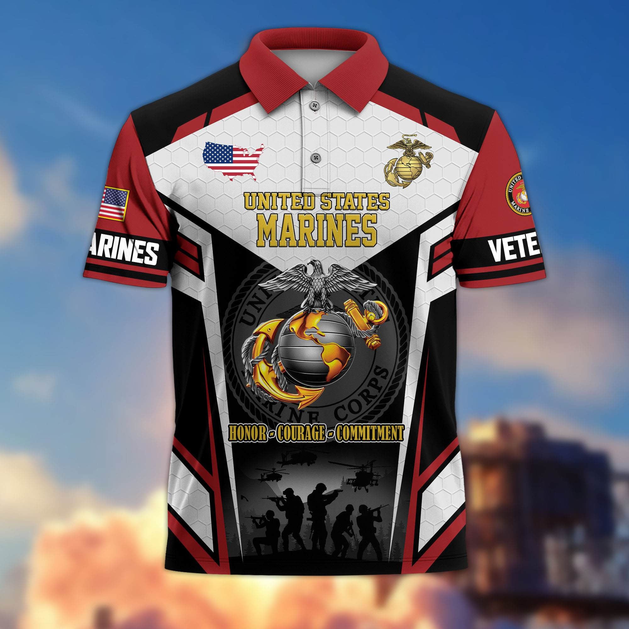 Premium US Veterans Polo Shirt, Gifts For US Veterans, Gifts On Father's Day, Veterans Day.