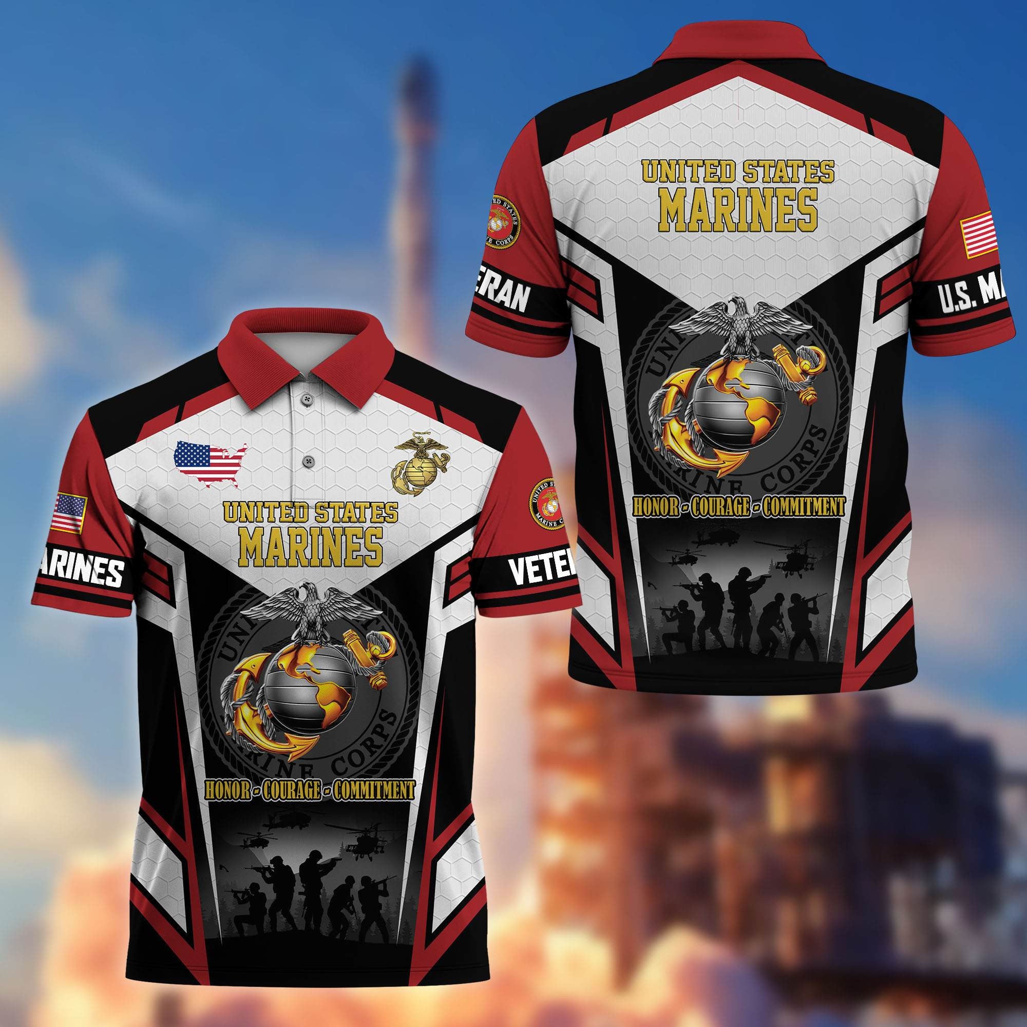 Premium US Veterans Polo Shirt, Gifts For US Veterans, Gifts On Father's Day, Veterans Day.