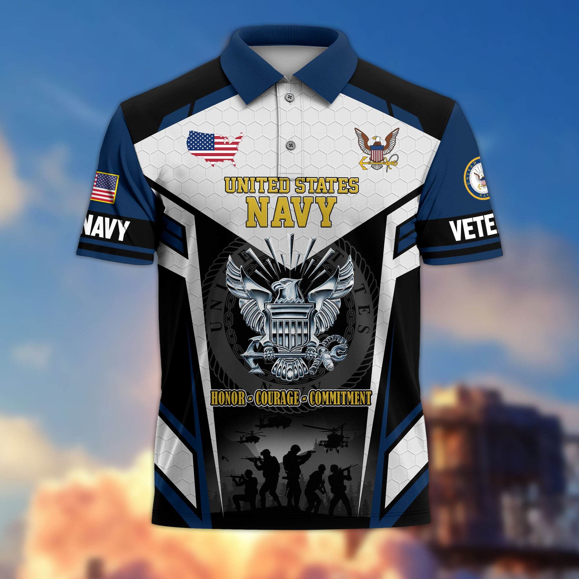 Premium US Veterans Polo Shirt, Gifts For US Veterans, Gifts On Father's Day, Veterans Day.