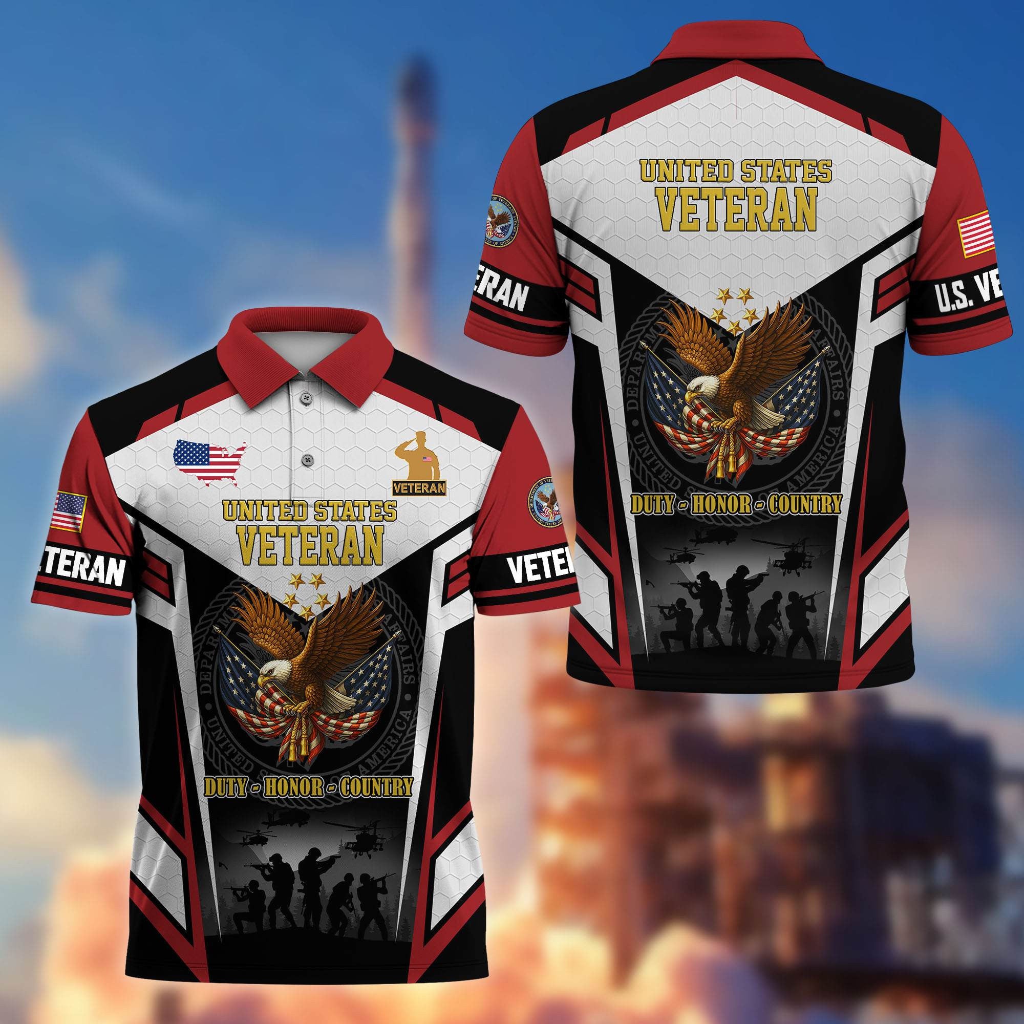 Premium US Veterans Polo Shirt, Gifts For US Veterans, Gifts On Father's Day, Veterans Day.