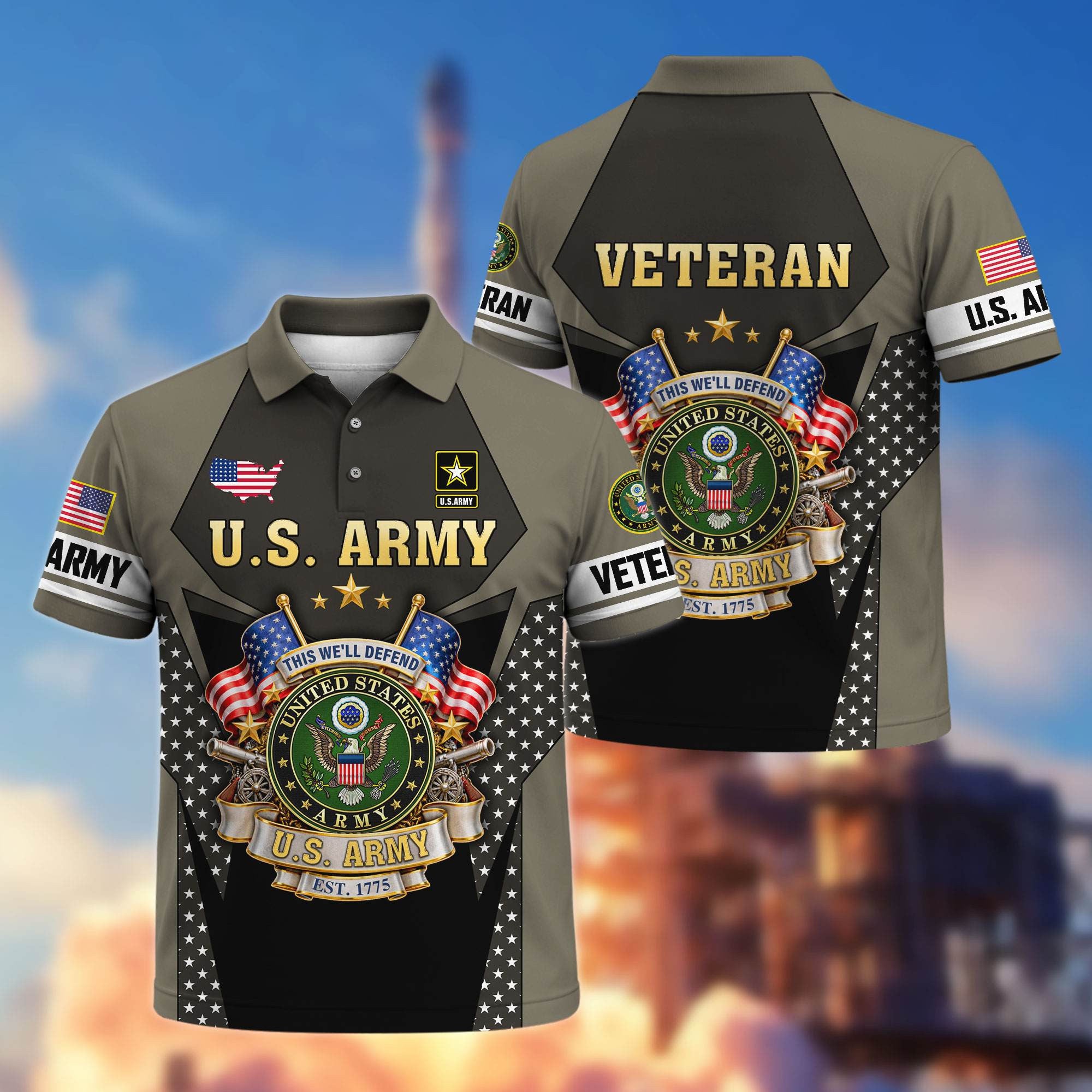 Premium US Veterans Polo Shirt, Gifts For US Veterans, Gifts On Father's Day, Veterans Day.