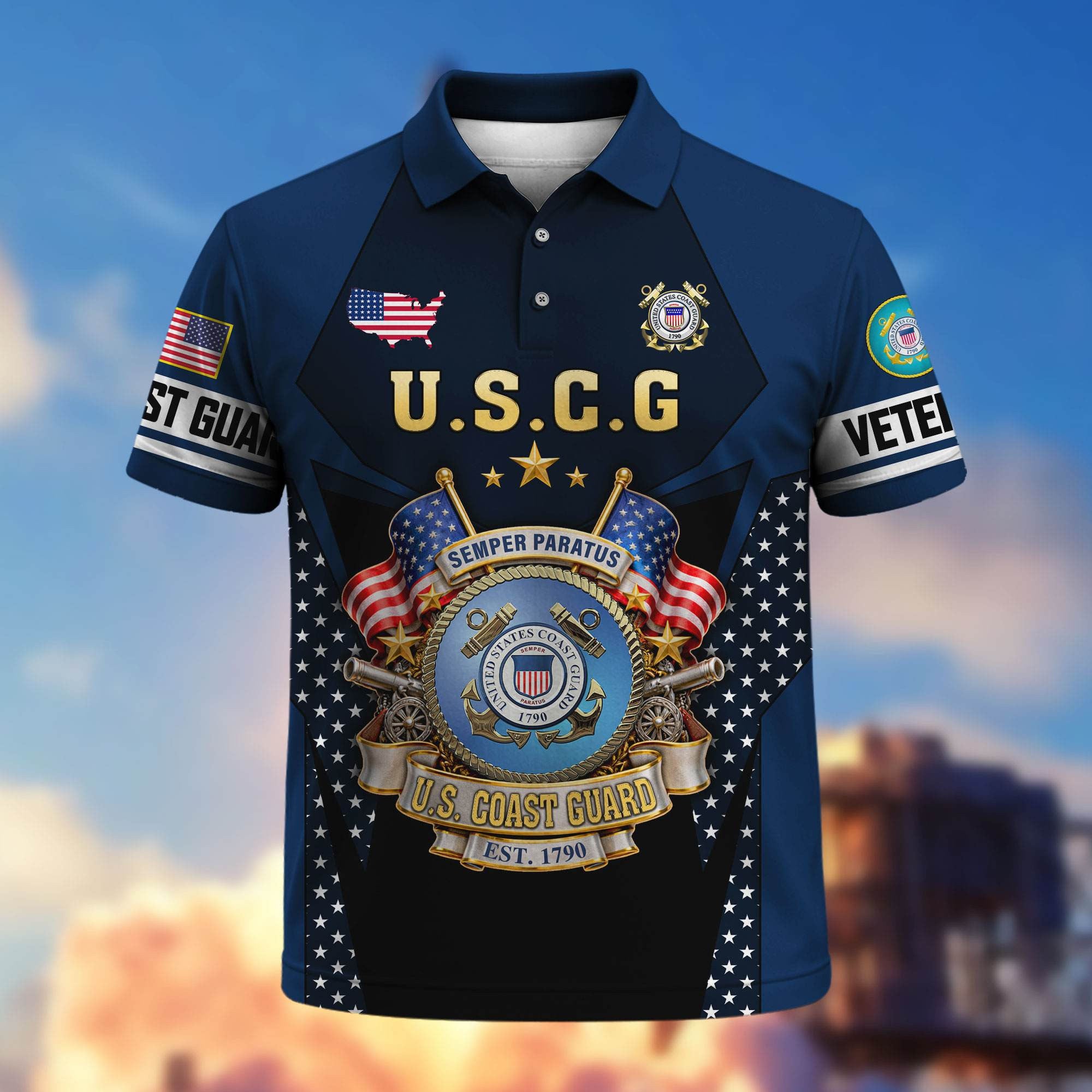 Premium US Veterans Polo Shirt, Gifts For US Veterans, Gifts On Father's Day, Veterans Day.