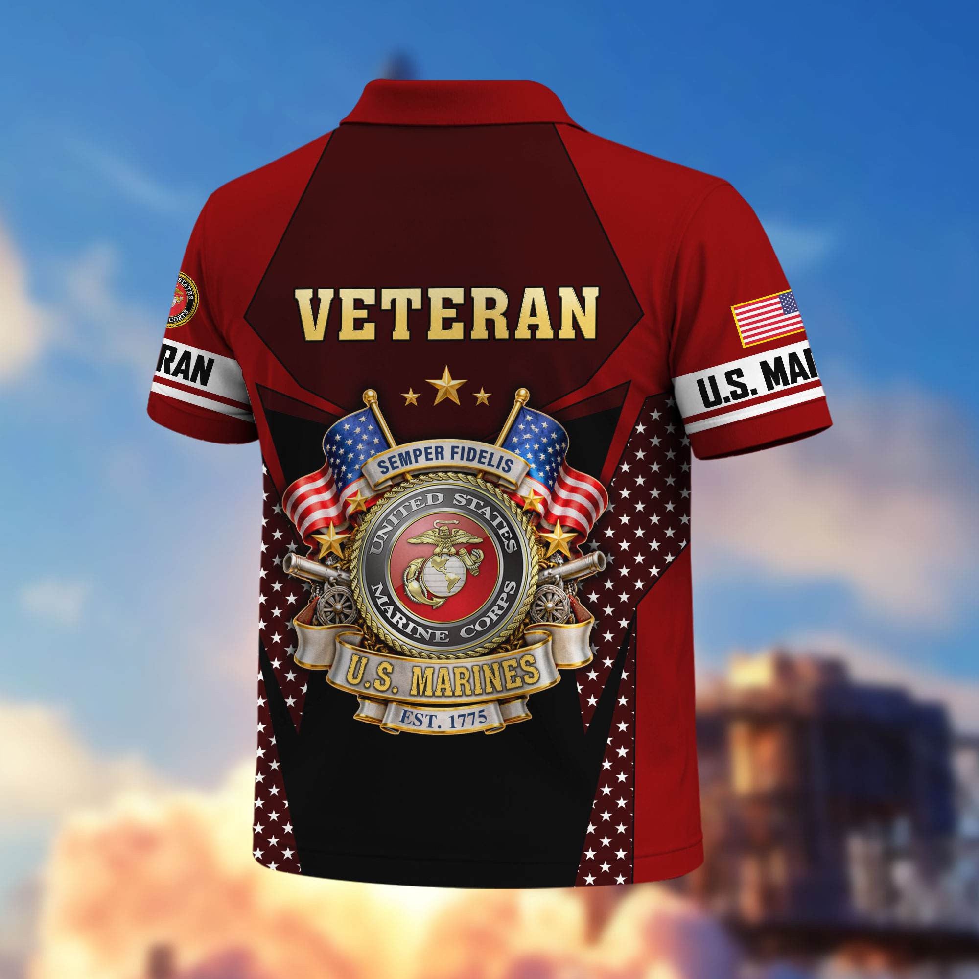 Premium US Veterans Polo Shirt, Gifts For US Veterans, Gifts On Father's Day, Veterans Day.