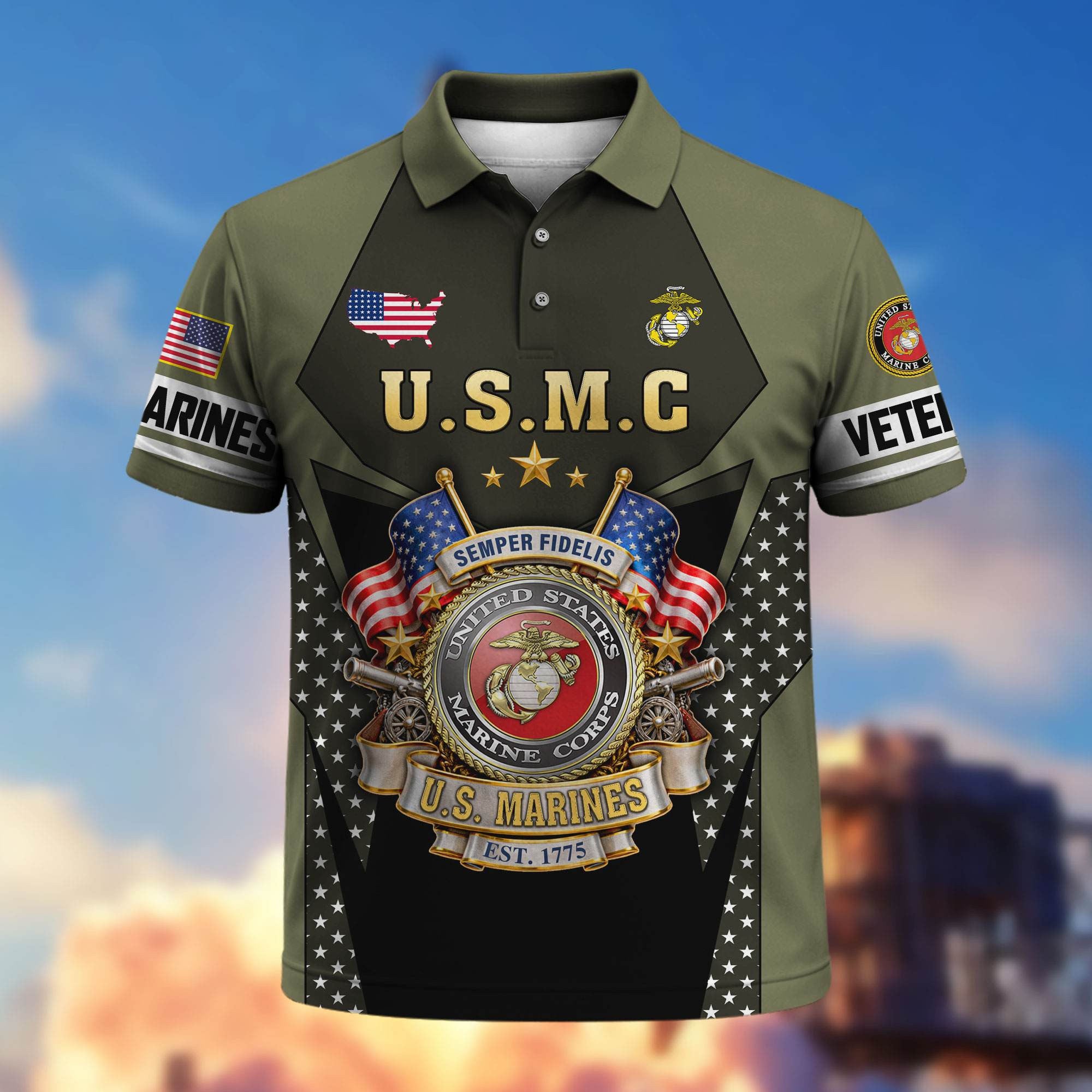 Premium US Veterans Polo Shirt, Gifts For US Veterans, Gifts On Father's Day, Veterans Day.