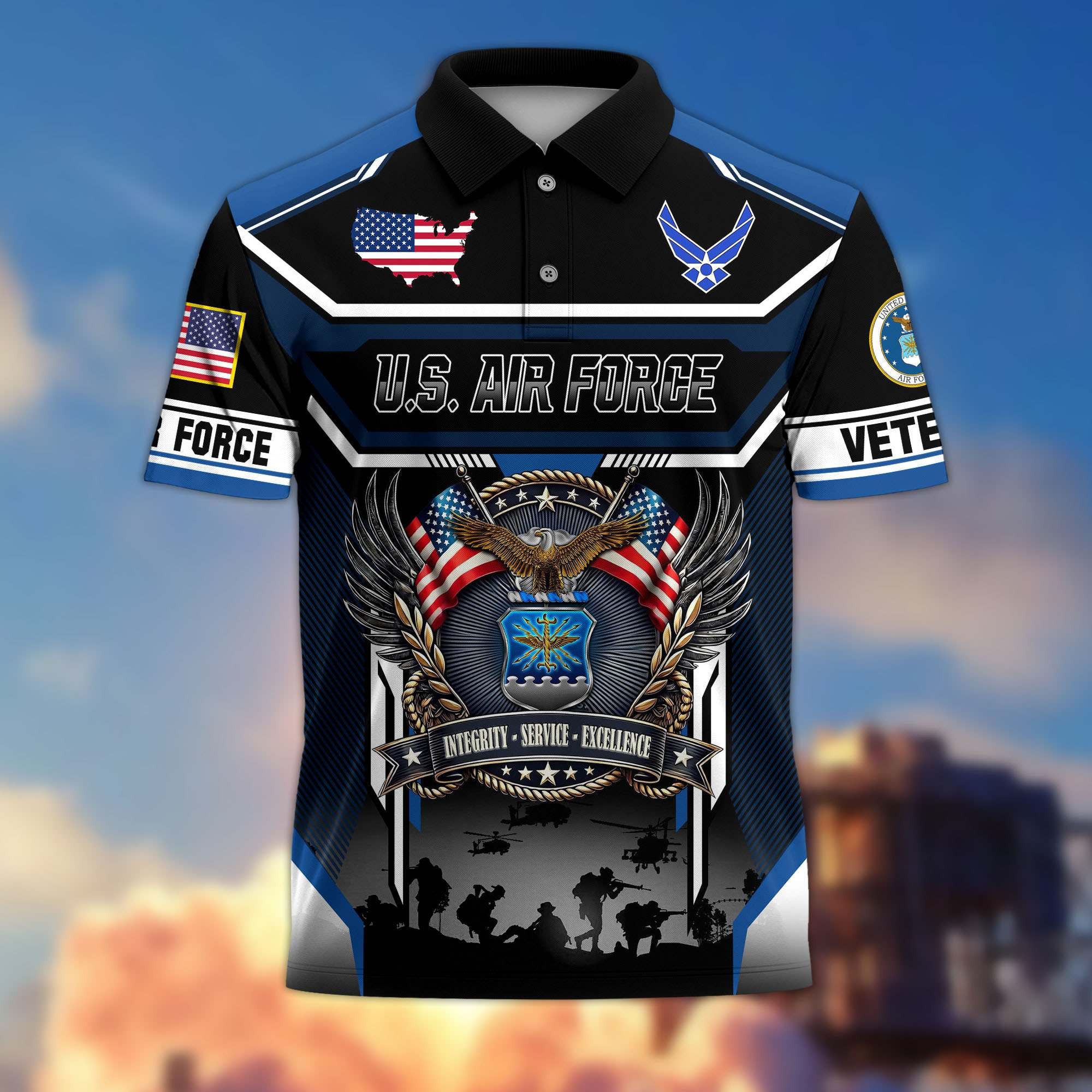 Premium US Veterans Polo Shirt, Gifts For US Veterans, Gifts On Father's Day, Veterans Day.
