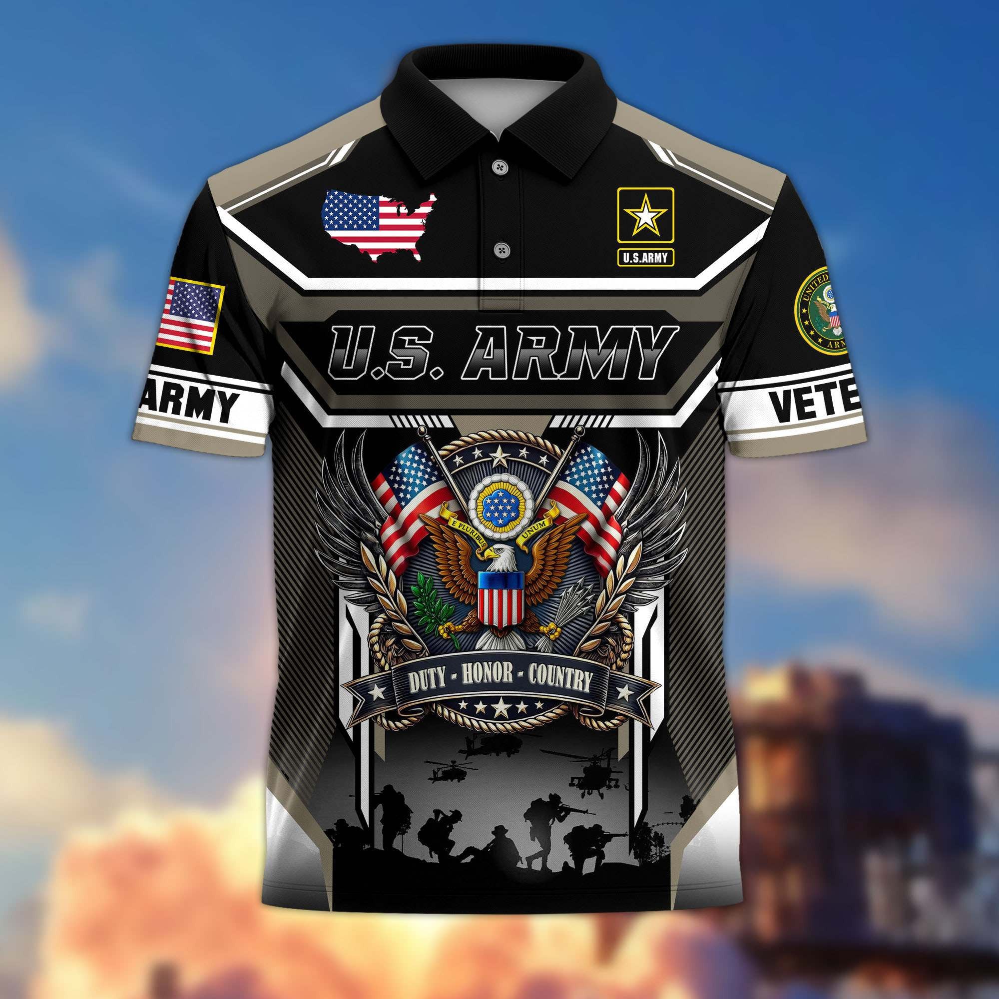 Premium US Veterans Polo Shirt, Gifts For US Veterans, Gifts On Father's Day, Veterans Day.