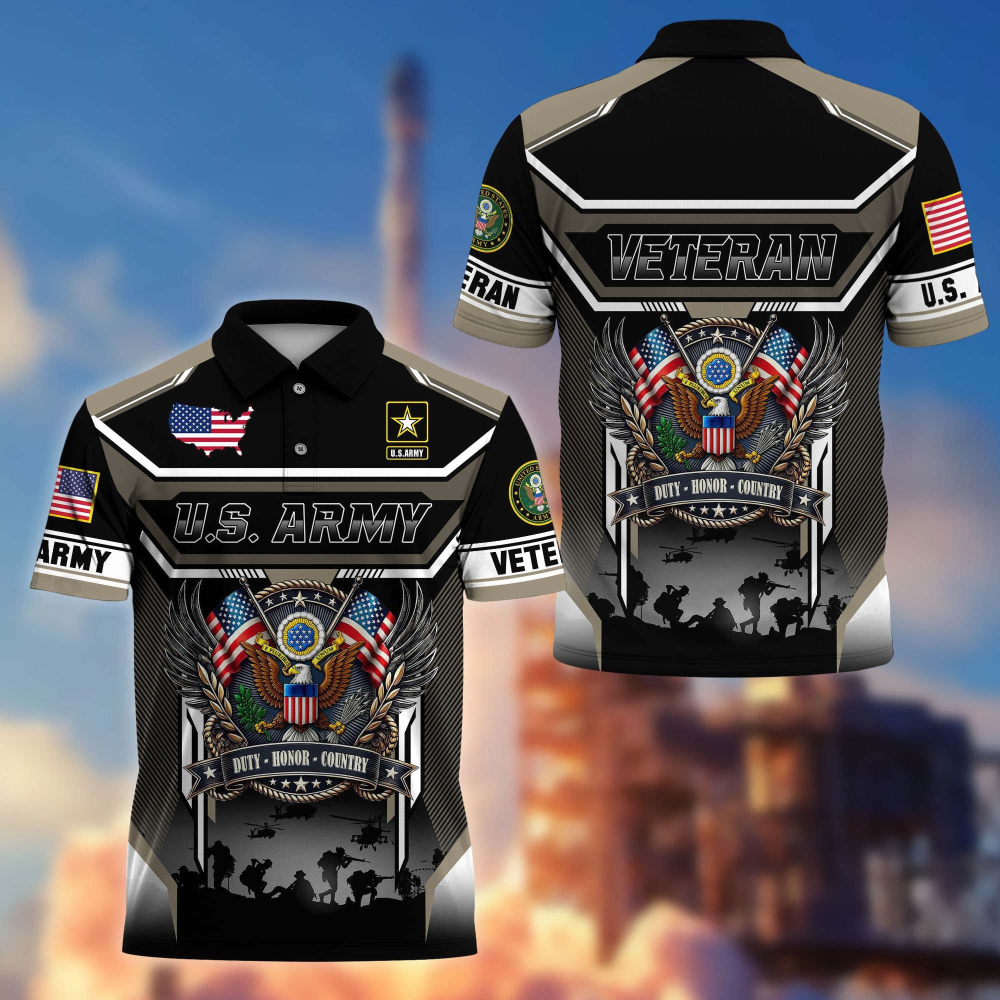 Premium US Veterans Polo Shirt, Gifts For US Veterans, Gifts On Father's Day, Veterans Day.