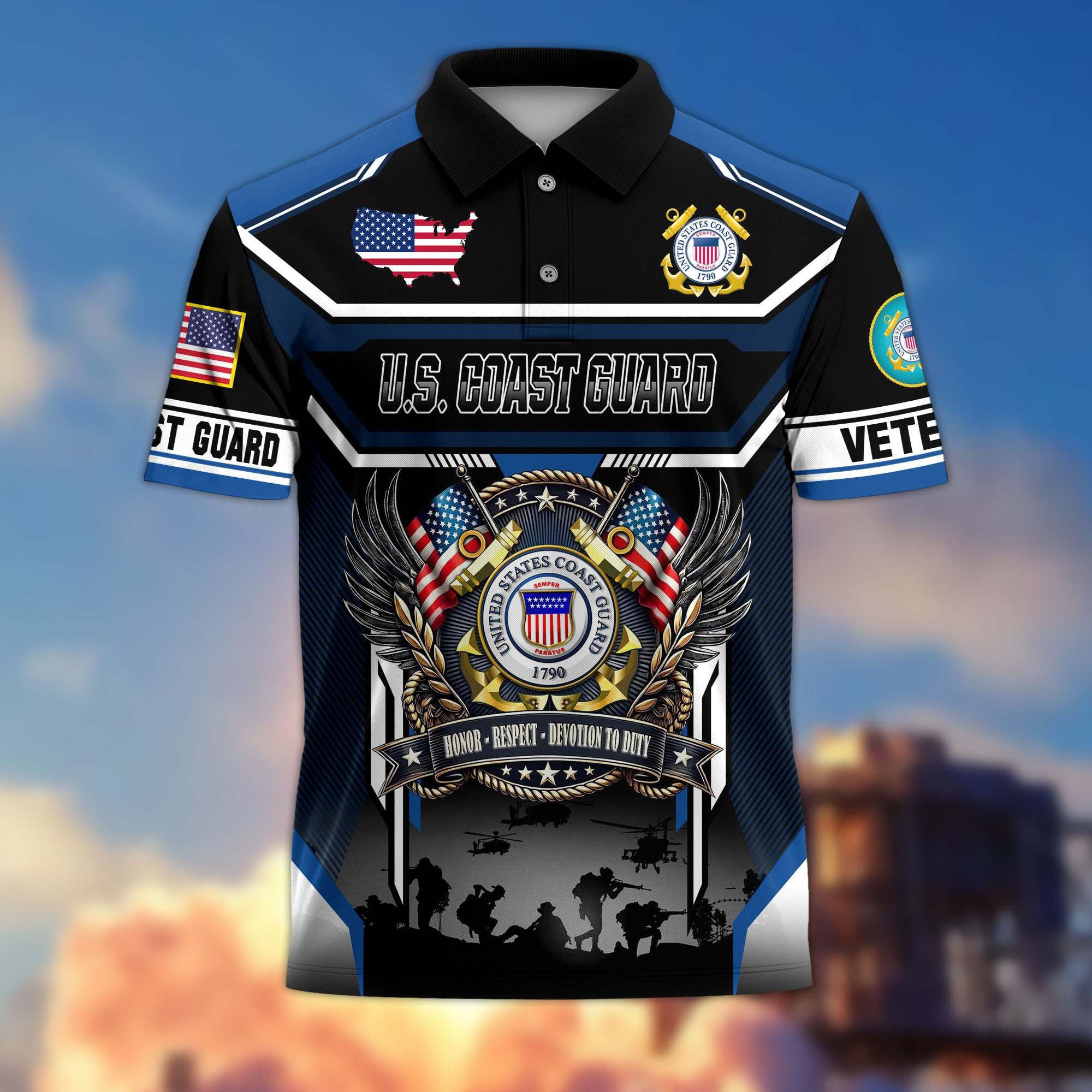 Premium US Veterans Polo Shirt, Gifts For US Veterans, Gifts On Father's Day, Veterans Day.