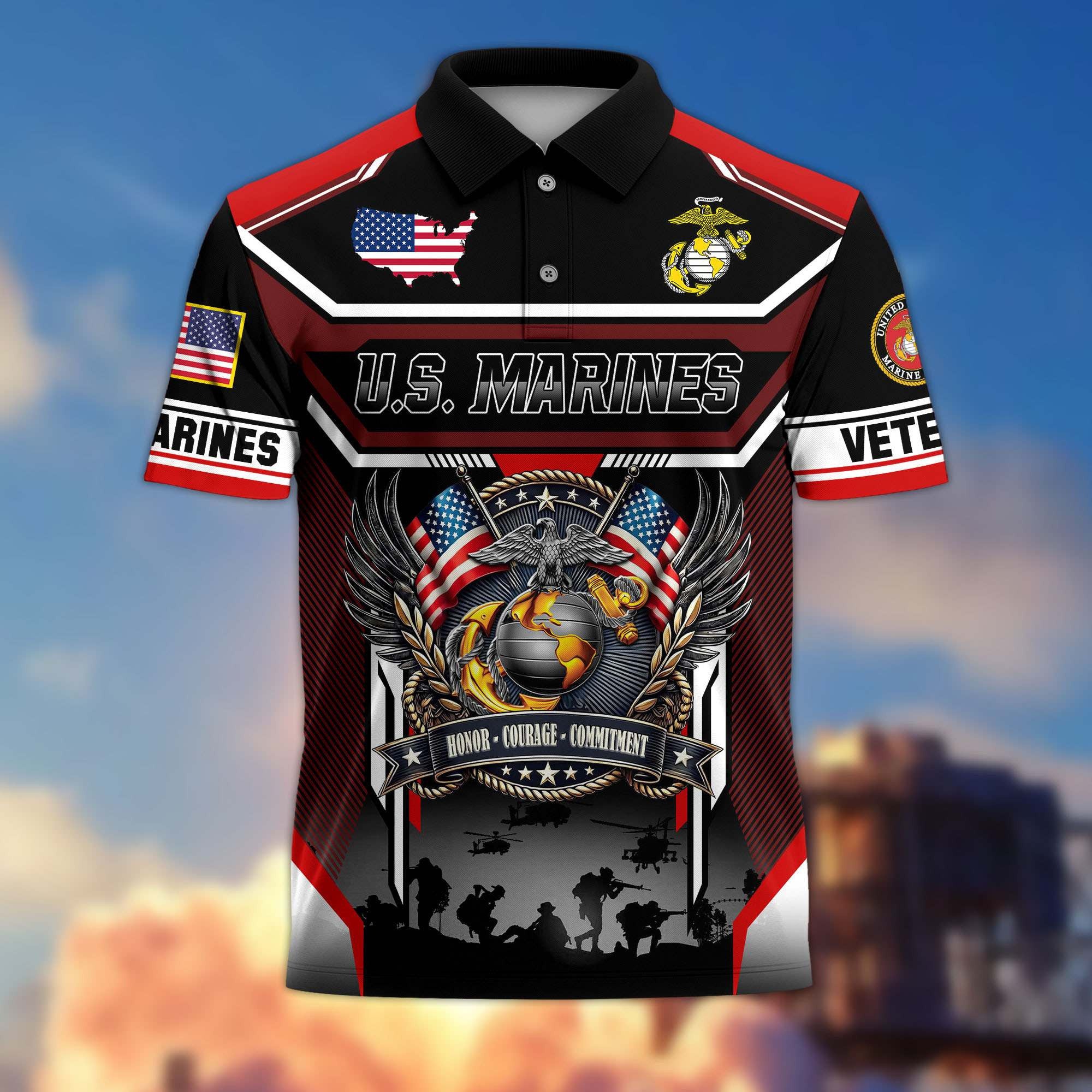 Premium US Veterans Polo Shirt, Gifts For US Veterans, Gifts On Father's Day, Veterans Day.