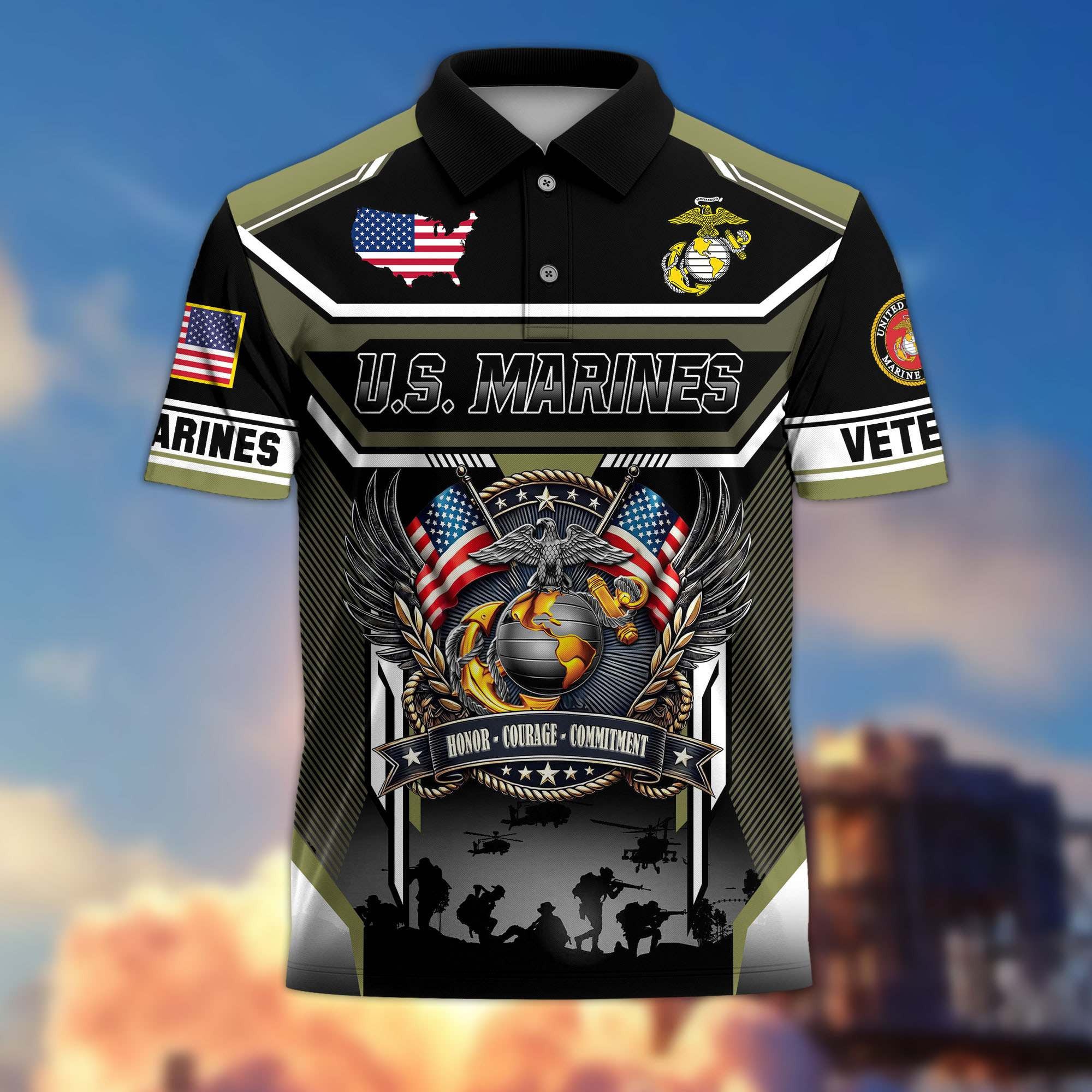 Premium US Veterans Polo Shirt, Gifts For US Veterans, Gifts On Father's Day, Veterans Day.