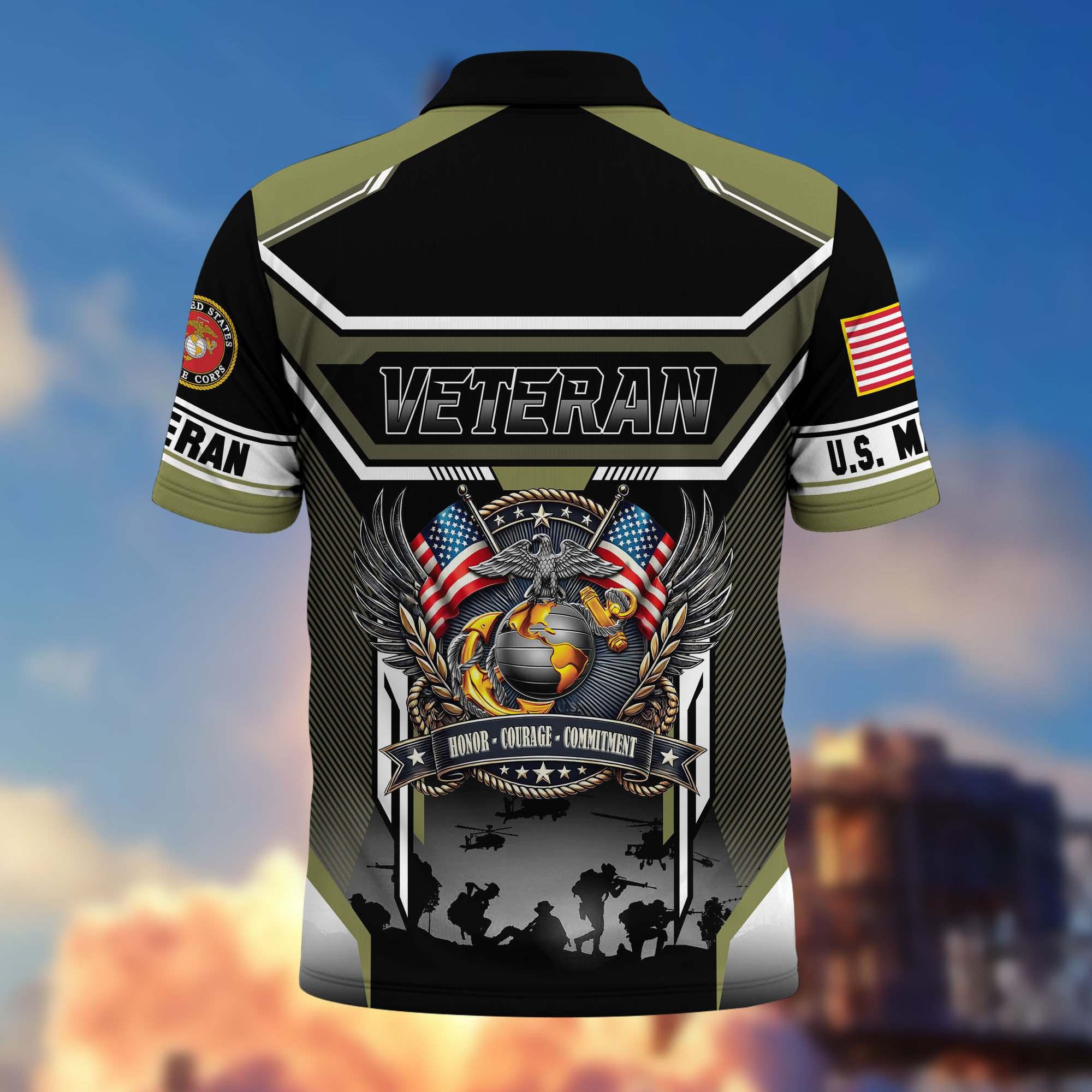 Premium US Veterans Polo Shirt, Gifts For US Veterans, Gifts On Father's Day, Veterans Day.