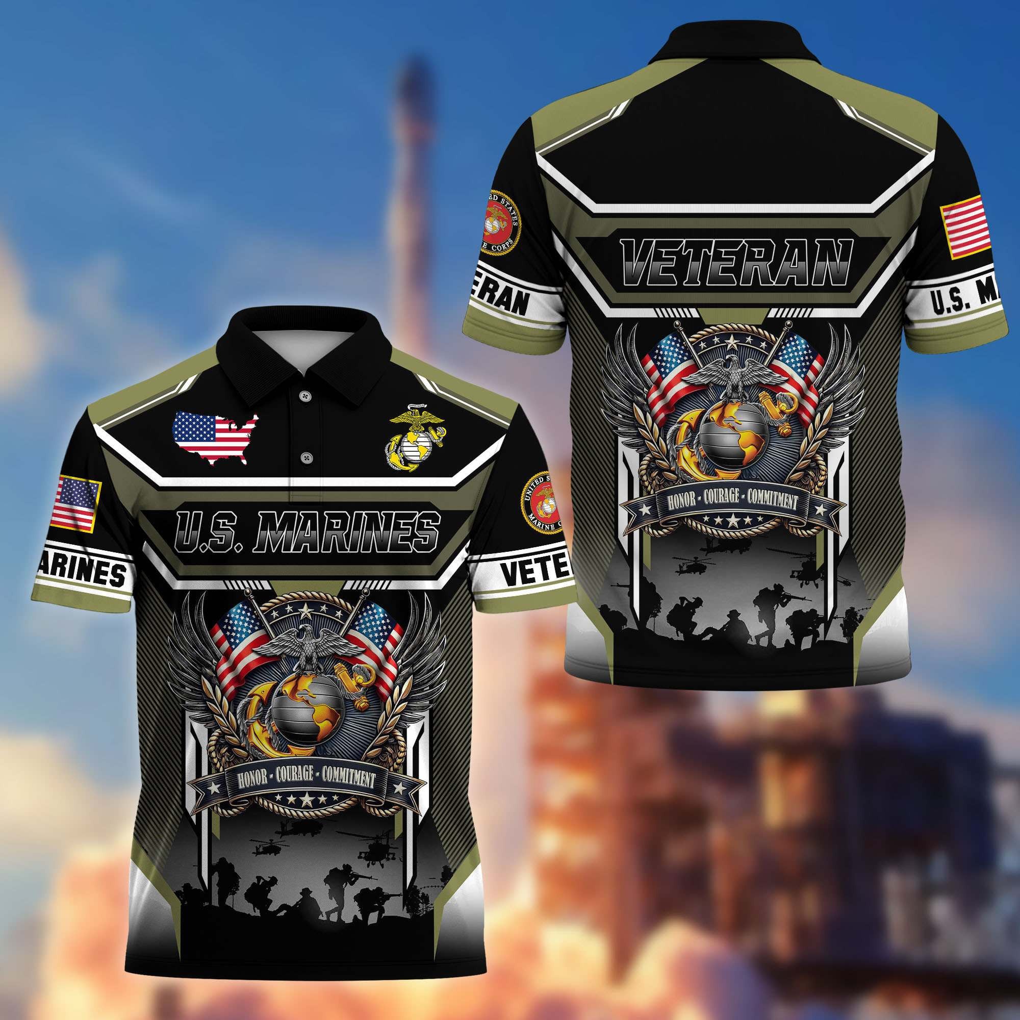 Premium US Veterans Polo Shirt, Gifts For US Veterans, Gifts On Father's Day, Veterans Day.