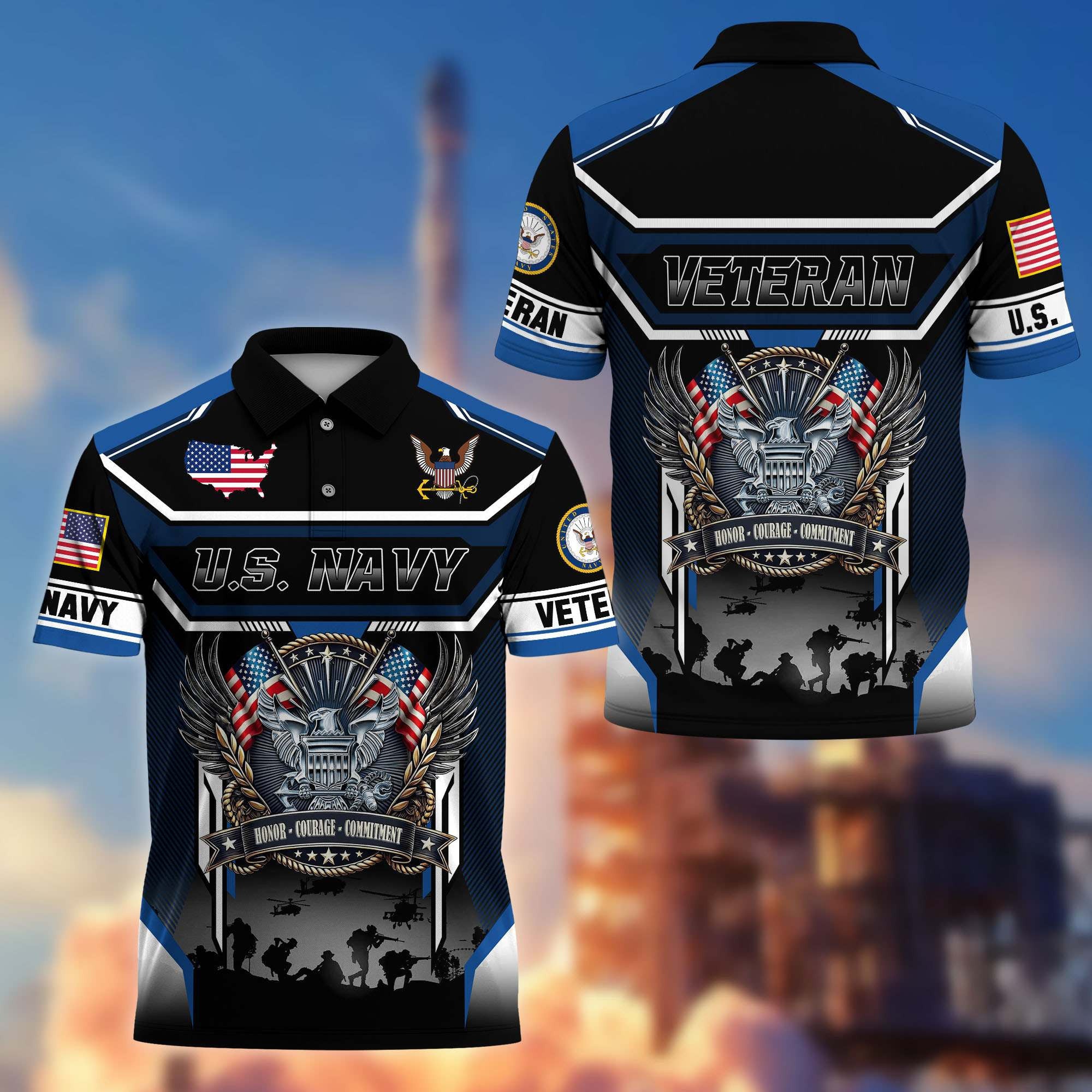Premium US Veterans Polo Shirt, Gifts For US Veterans, Gifts On Father's Day, Veterans Day.