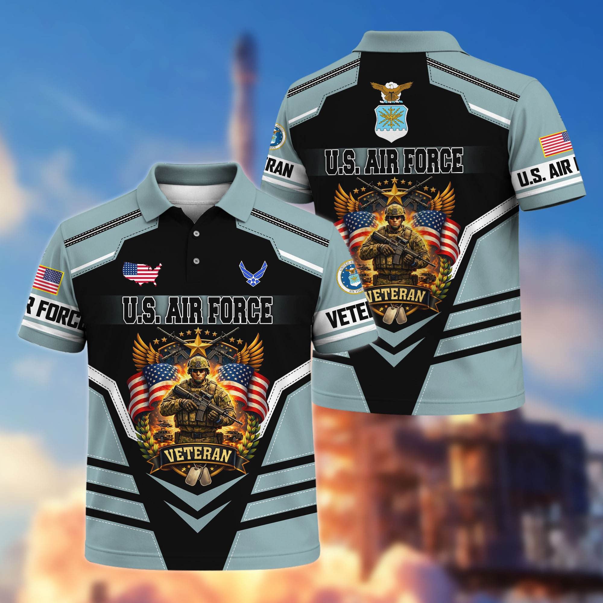 Premium US Veterans Polo Shirt, Gifts For US Veterans, Gifts On Father's Day, Veterans Day.