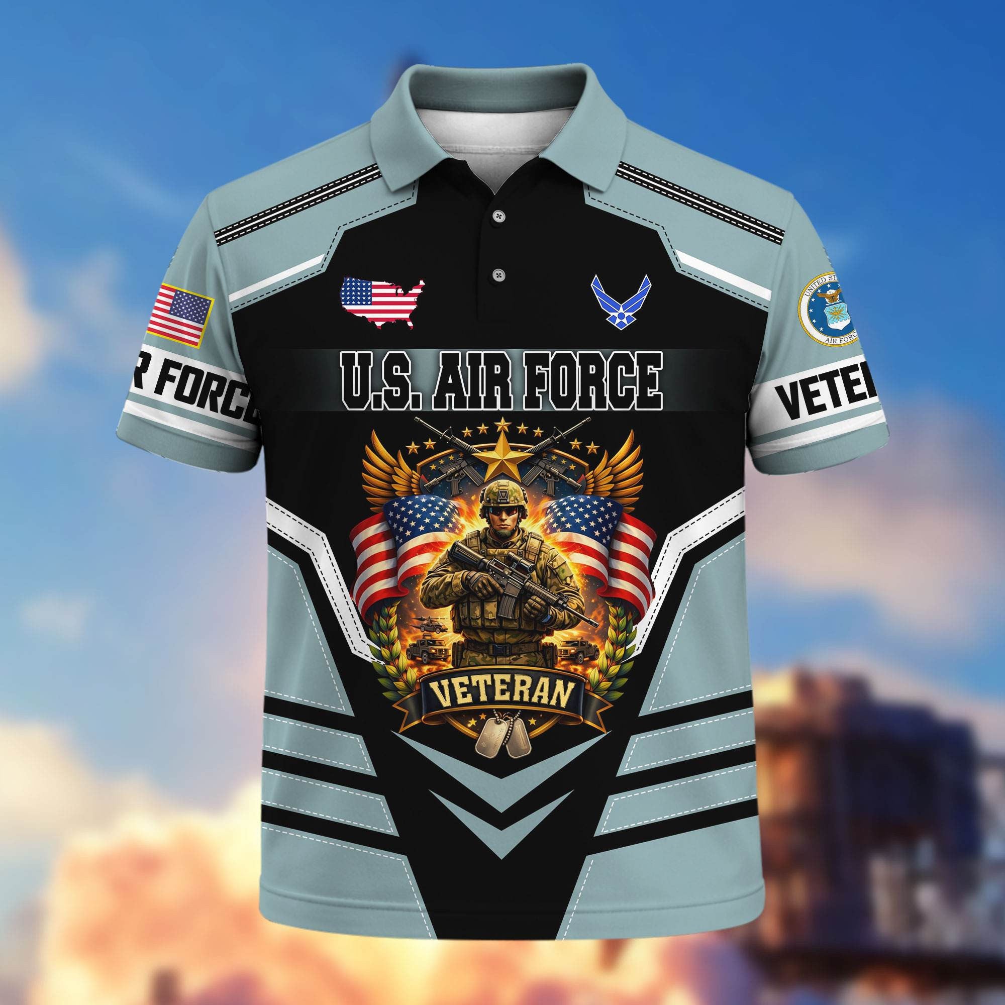 Premium US Veterans Polo Shirt, Gifts For US Veterans, Gifts On Father's Day, Veterans Day.