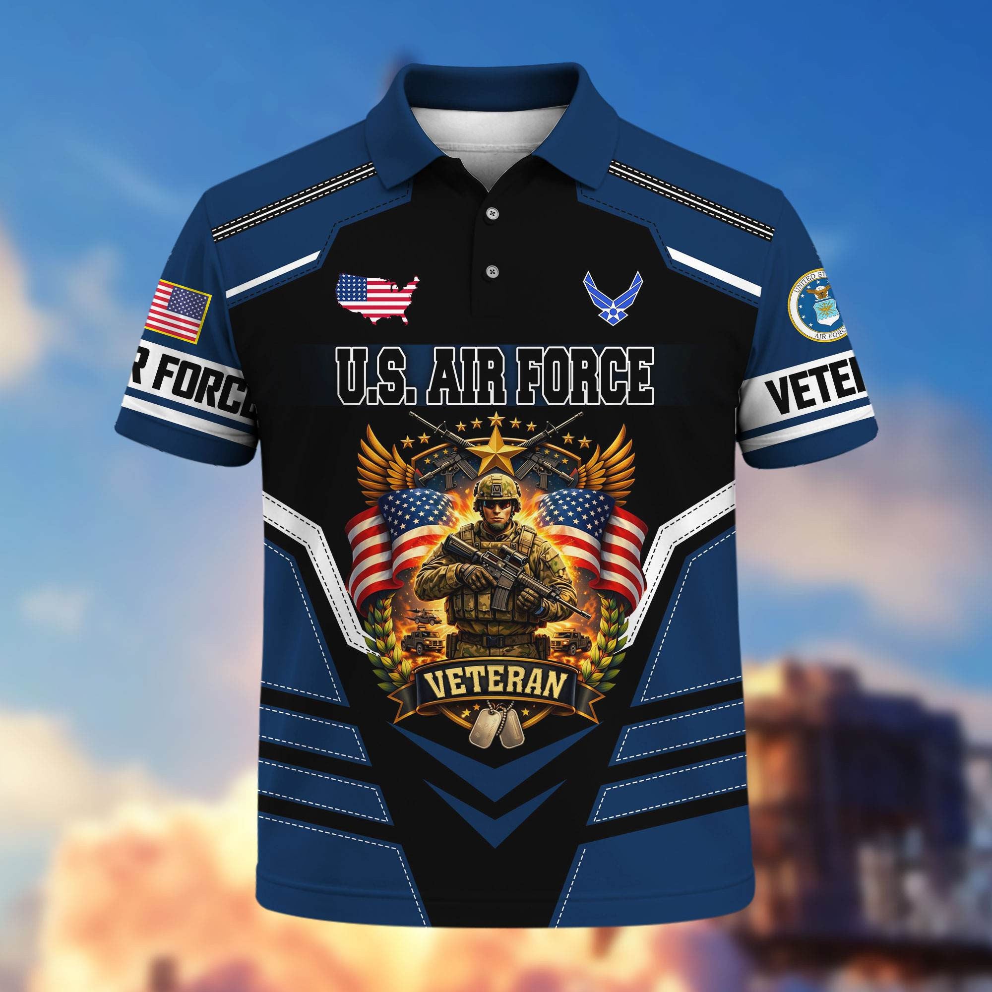 Premium US Veterans Polo Shirt, Gifts For US Veterans, Gifts On Father's Day, Veterans Day.
