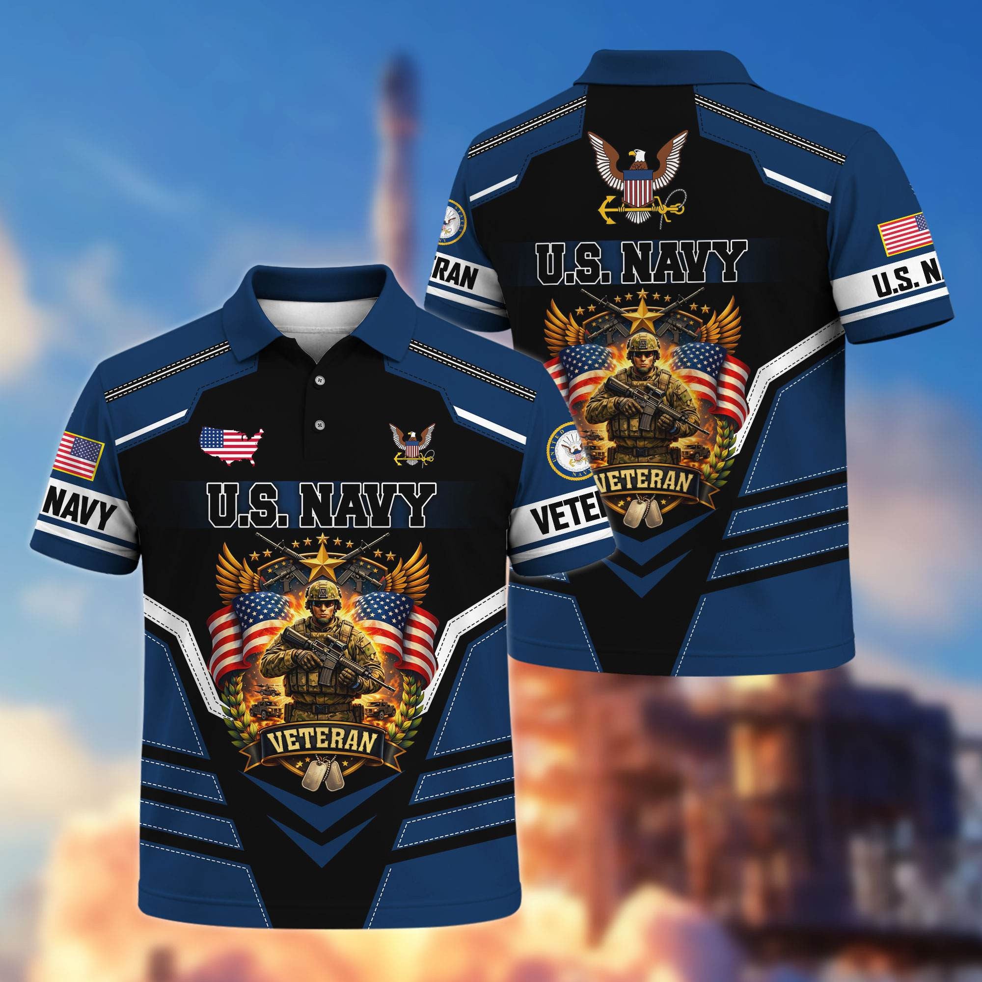 Premium US Veterans Polo Shirt, Gifts For US Veterans, Gifts On Father's Day, Veterans Day.