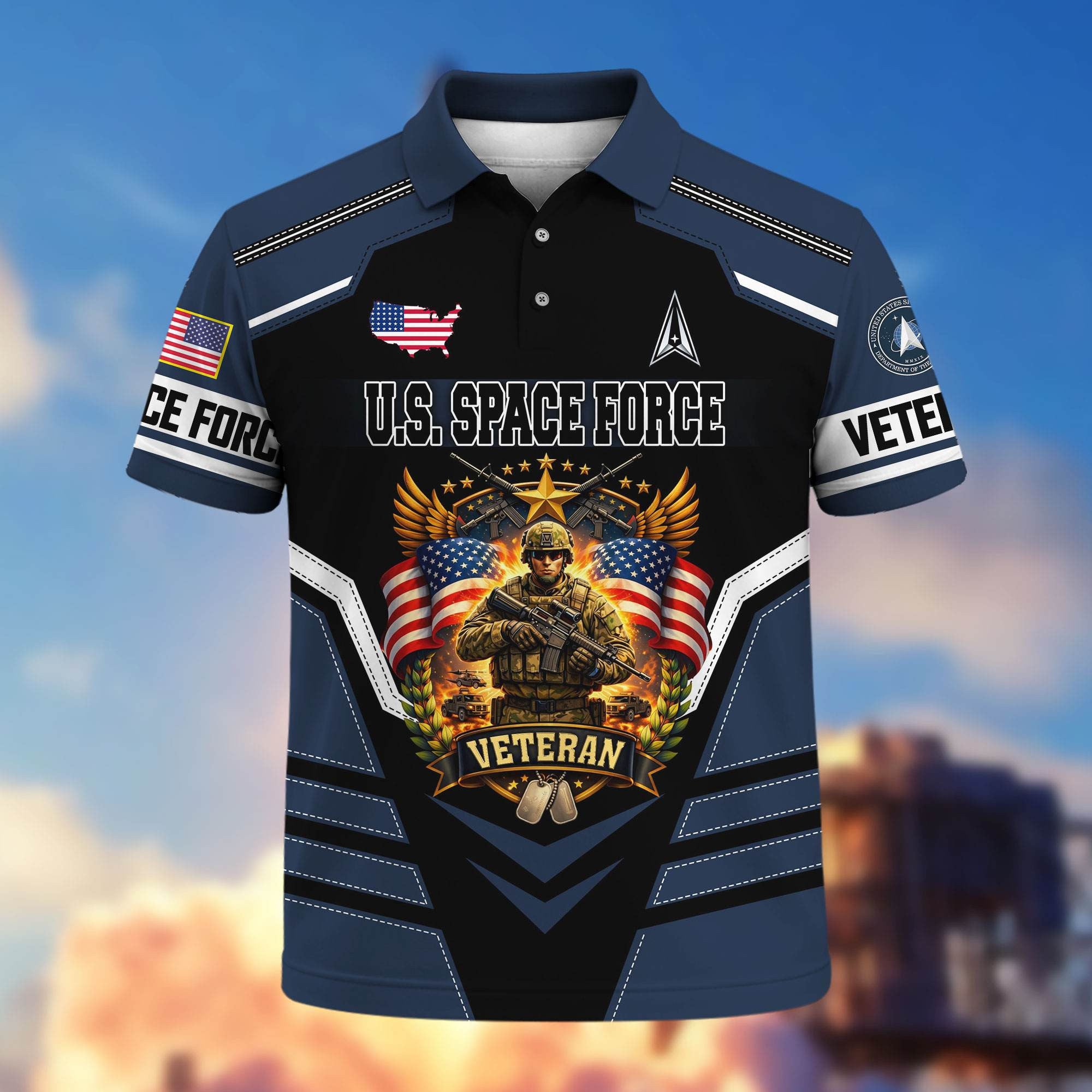 Premium US Veterans Polo Shirt, Gifts For US Veterans, Gifts On Father's Day, Veterans Day.