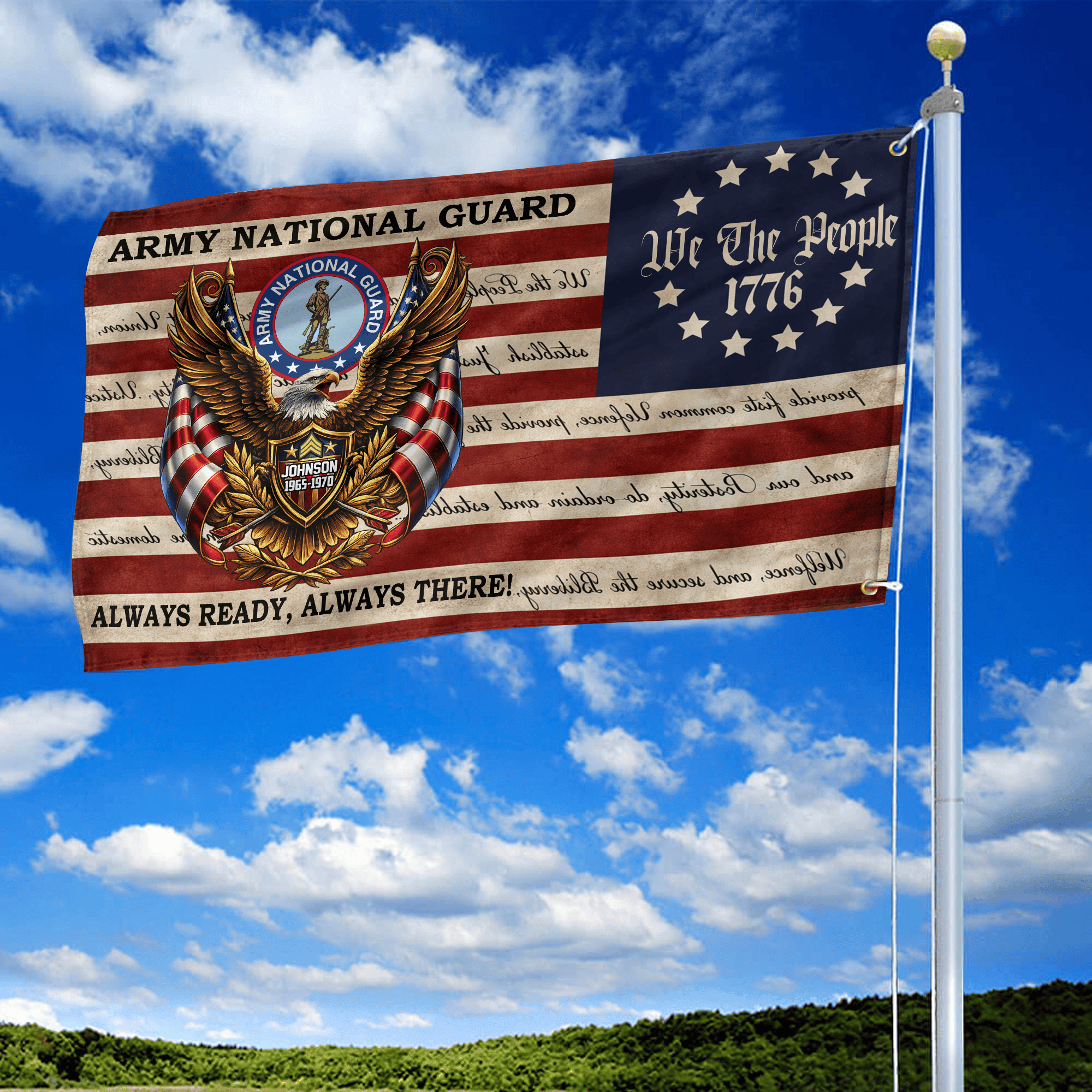 Premium Custom ARNG Grommet Flag, Gifts For Army National Guard Veteran, Best Gifts On Independence Day, Veterans Day.