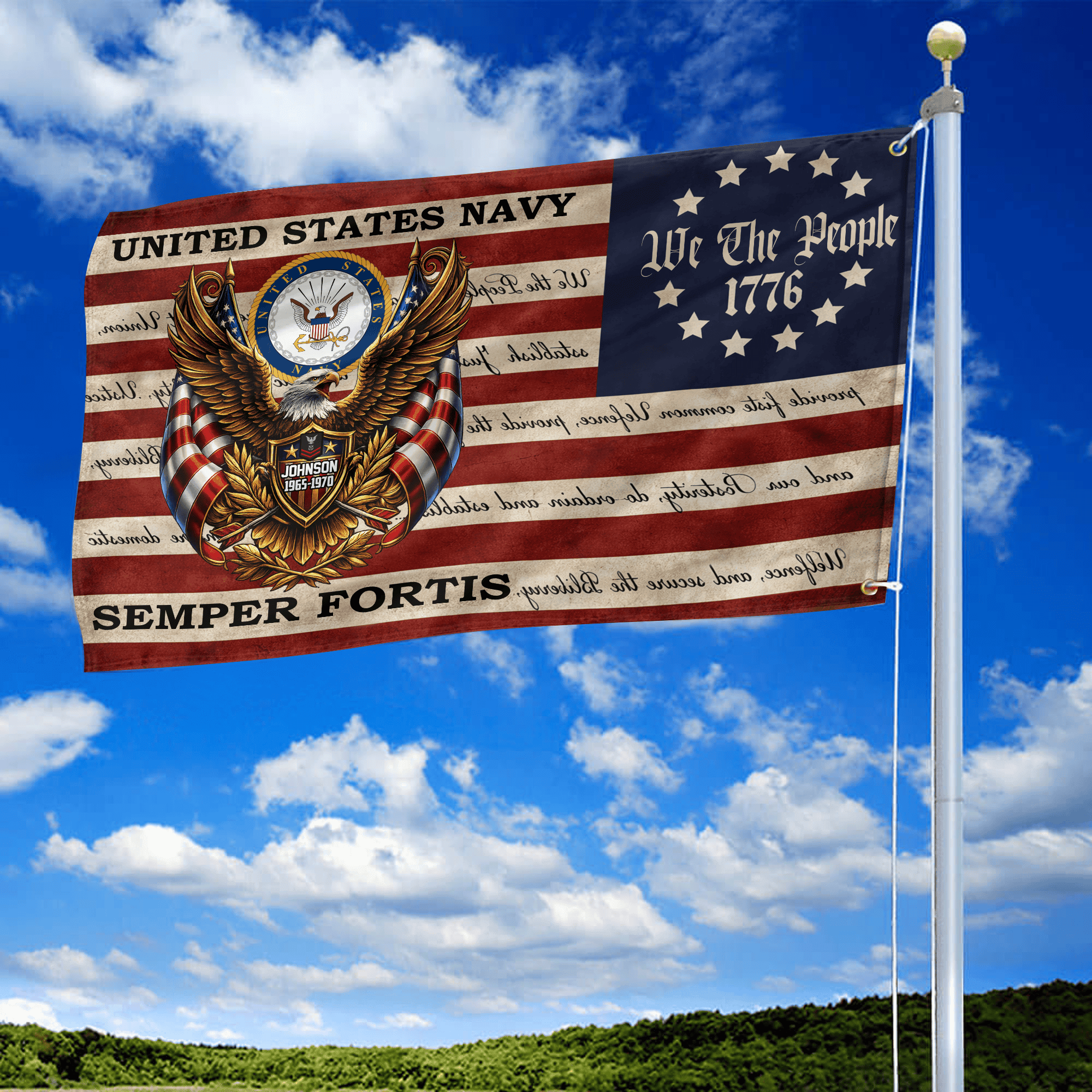 Premium Custom US Navy Grommet Flag, Gifts For Navy Veteran, Best Gifts On Independence Day, Veterans Day.