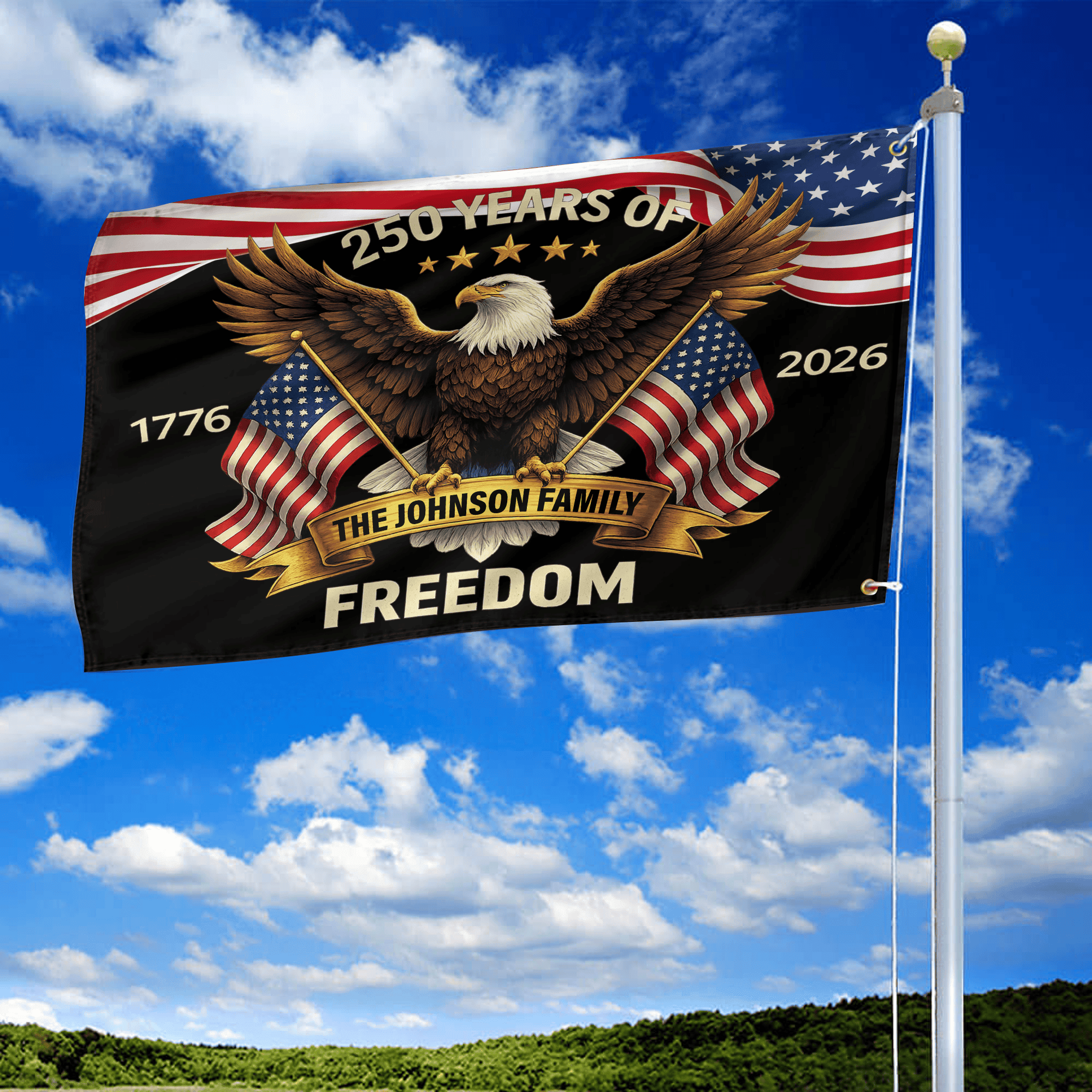 Premium Custom America 250th Anniversary Grommet Flag, America 250th Flag, America 250th Birthday, Best Gifts On Independence Day, Veterans Day.