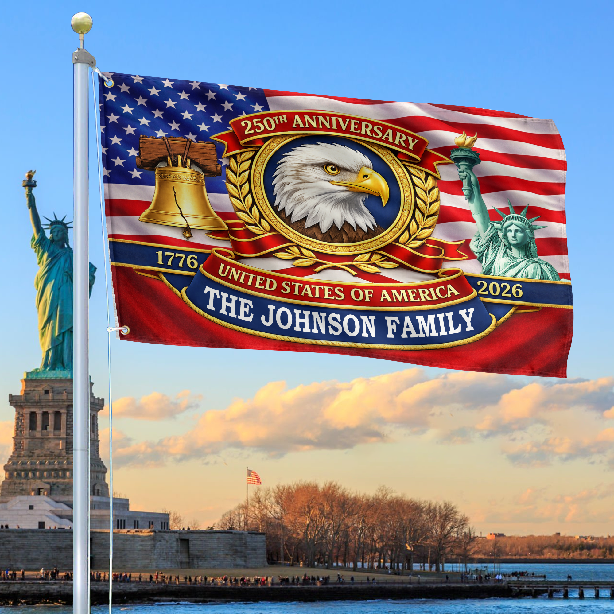 Premium Custom America 250th Anniversary Grommet Flag, America 250th Flag, America 250th Birthday, Best Gifts On Independence Day, Veterans Day.