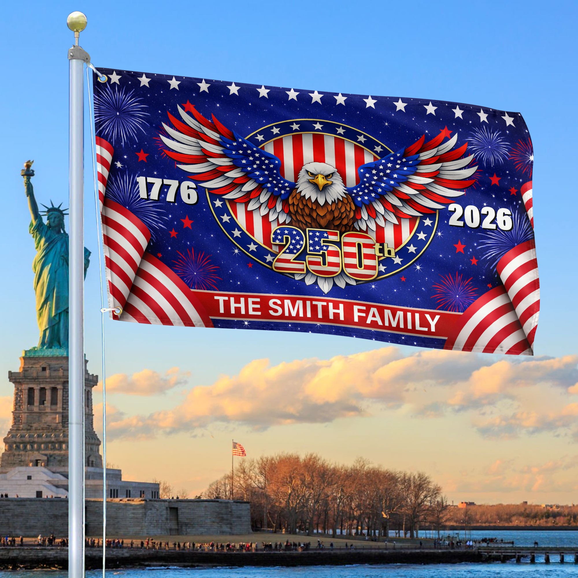 Premium Custom America 250th Anniversary Grommet Flag, America 250th Flag, America 250th Birthday, Best Gifts On Independence Day, Veterans Day.