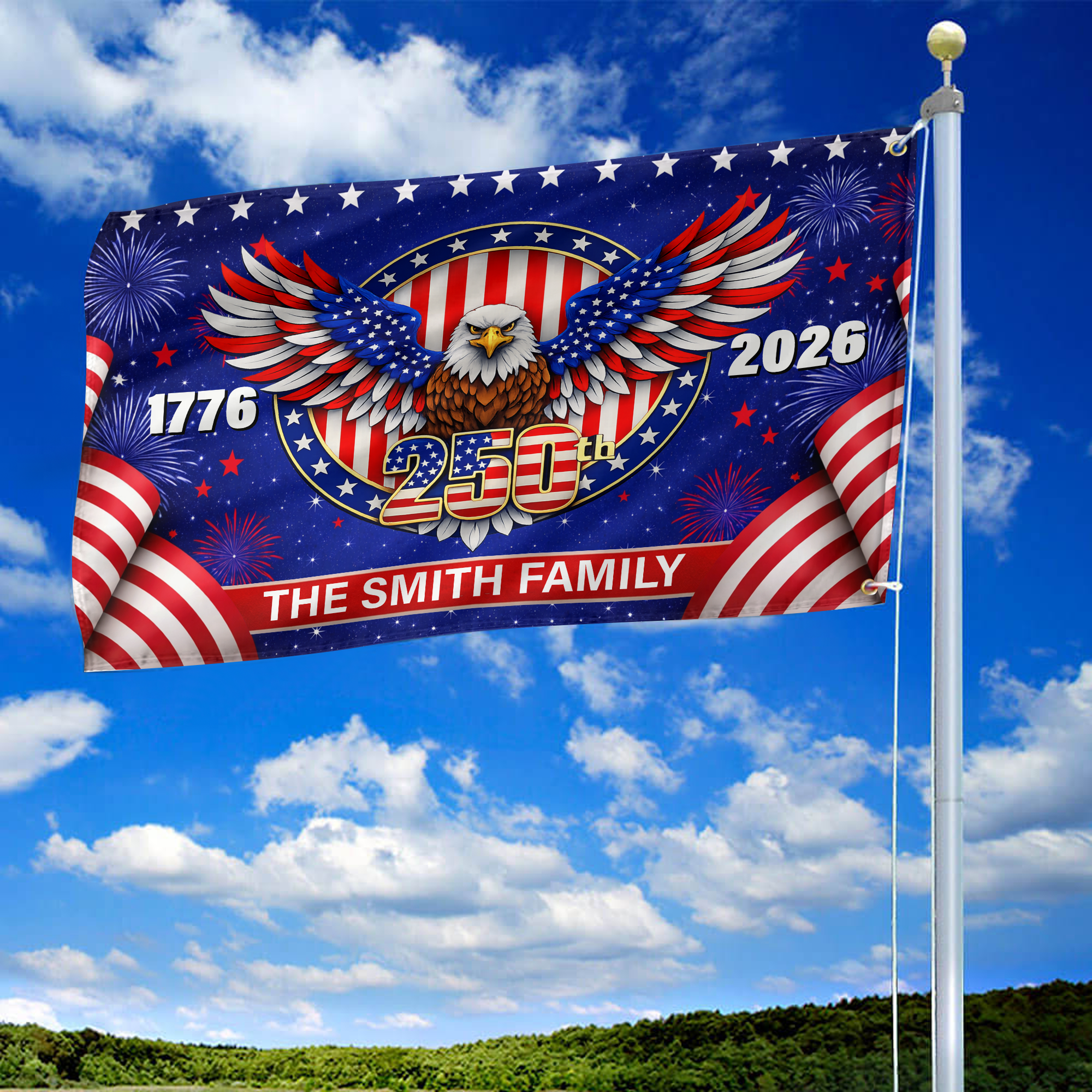 Premium Custom America 250th Anniversary Grommet Flag, America 250th Flag, America 250th Birthday, Best Gifts On Independence Day, Veterans Day.