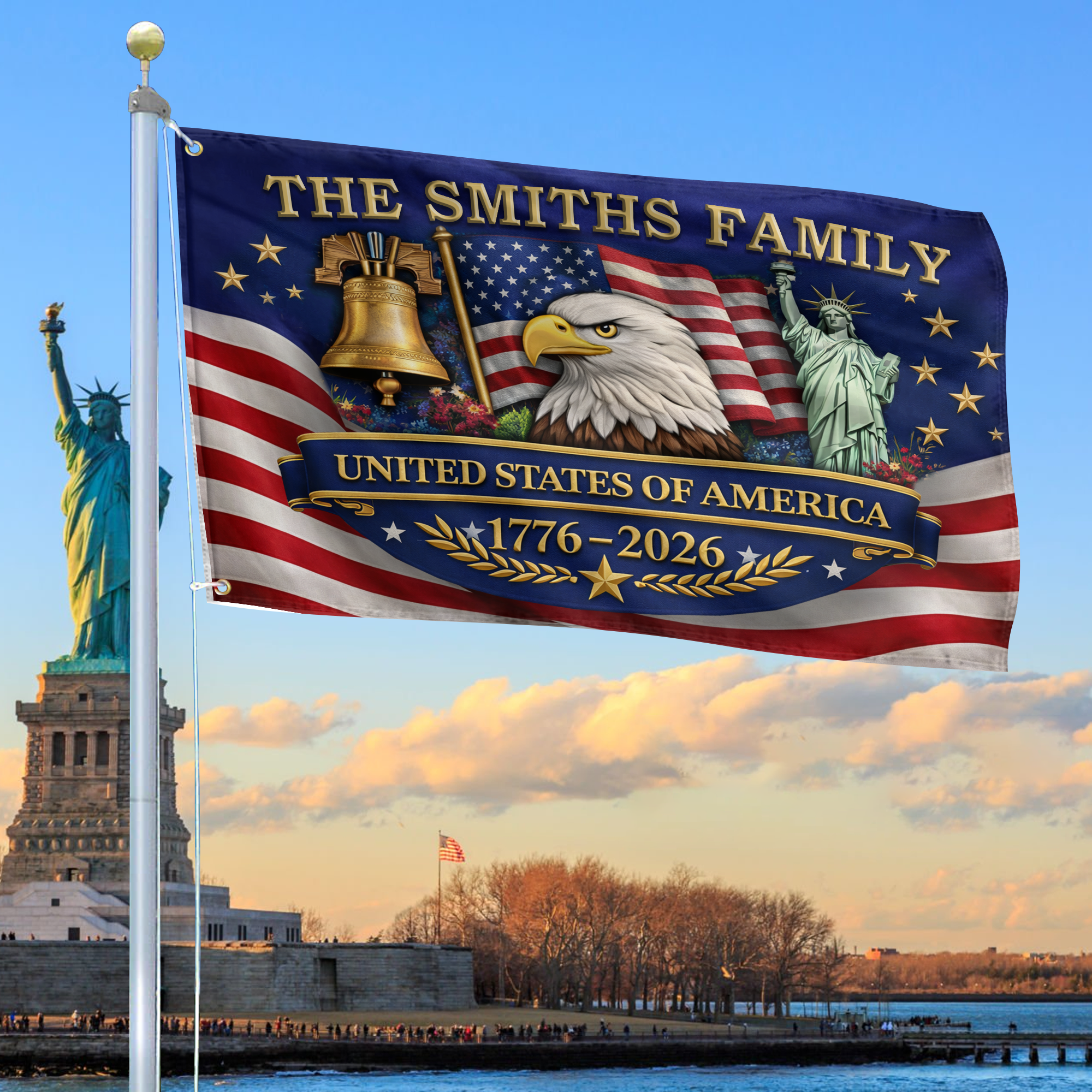 Premium Custom America 250th Anniversary Grommet Flag, America 250th Flag, America 250th Birthday, Best Gifts On Independence Day, Veterans Day.