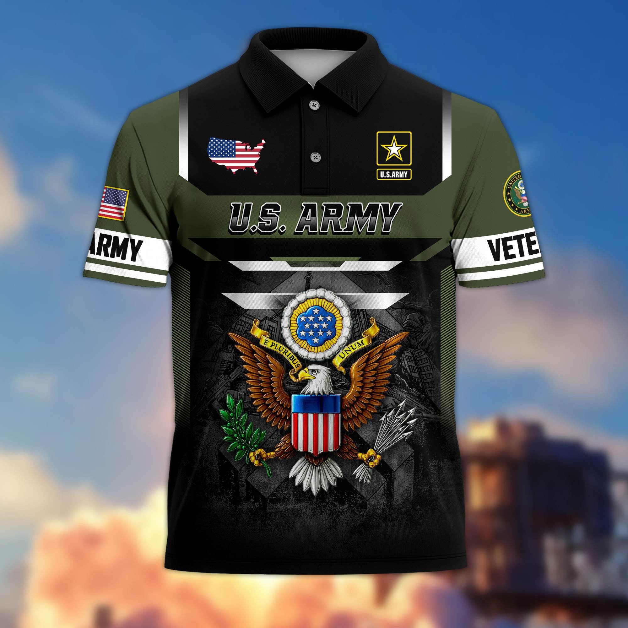 Premium US Veterans Polo Shirt, Gifts For US Veterans, Gifts On Father's Day, Veterans Day.