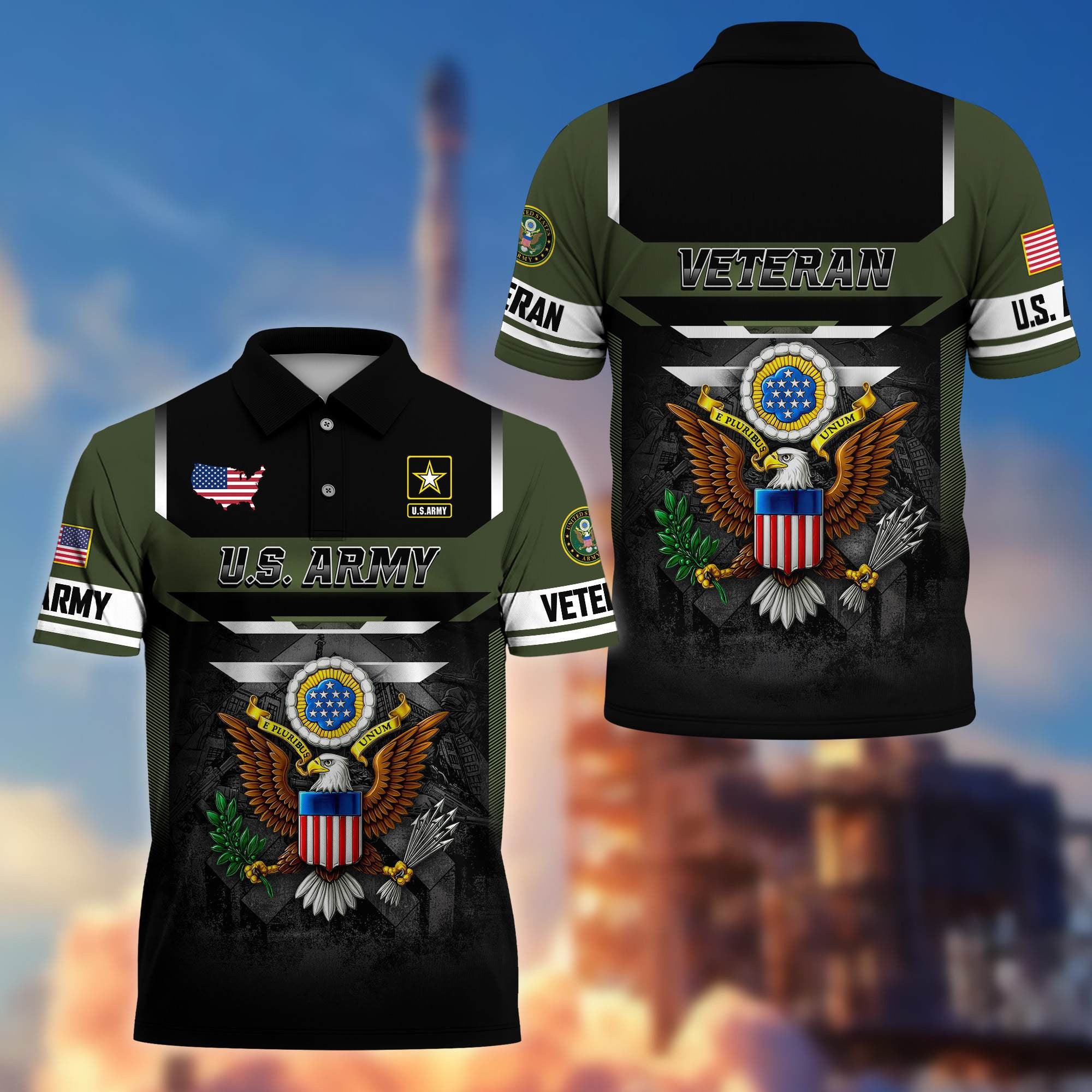 Premium US Veterans Polo Shirt, Gifts For US Veterans, Gifts On Father's Day, Veterans Day.