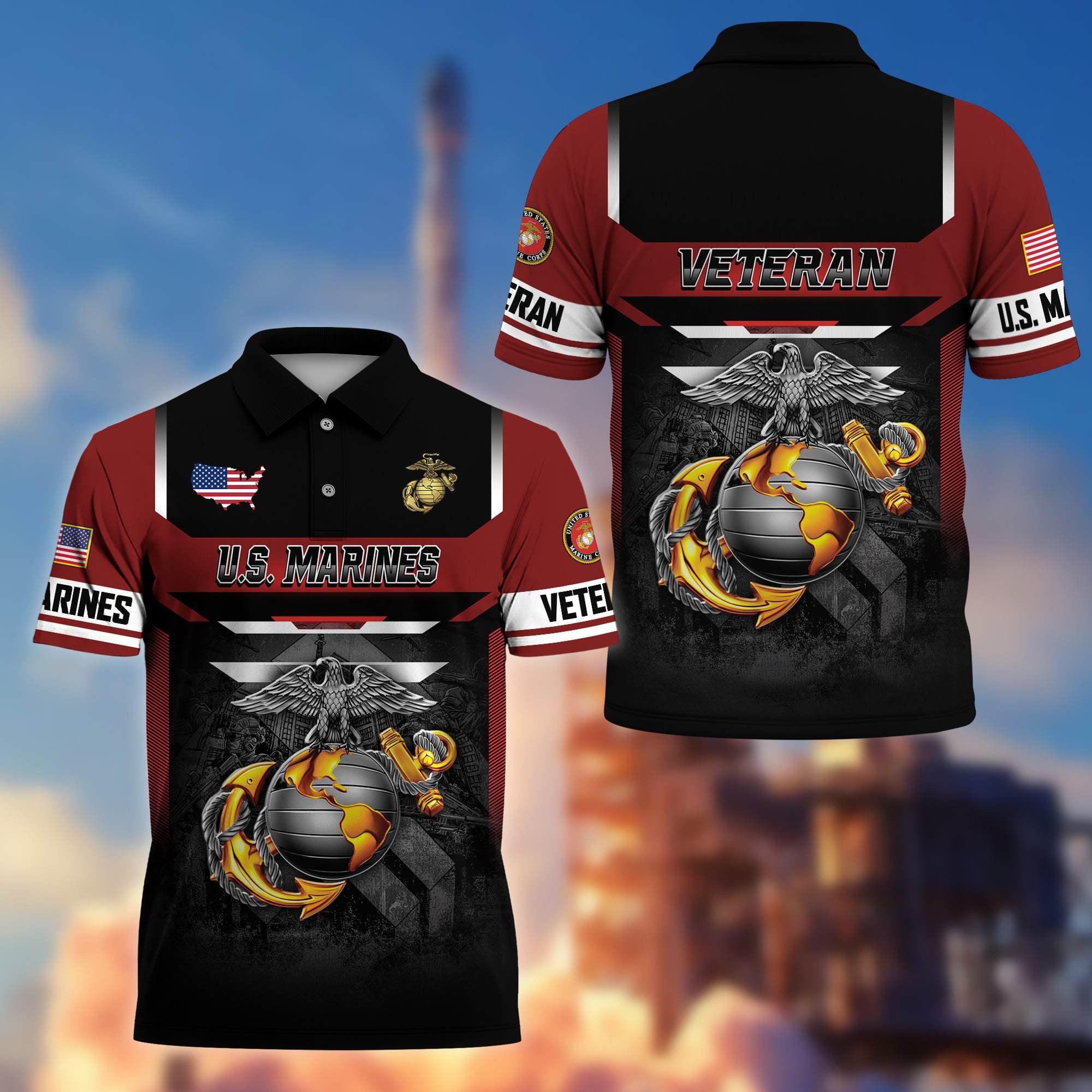 Premium US Veterans Polo Shirt, Gifts For US Veterans, Gifts On Father's Day, Veterans Day.