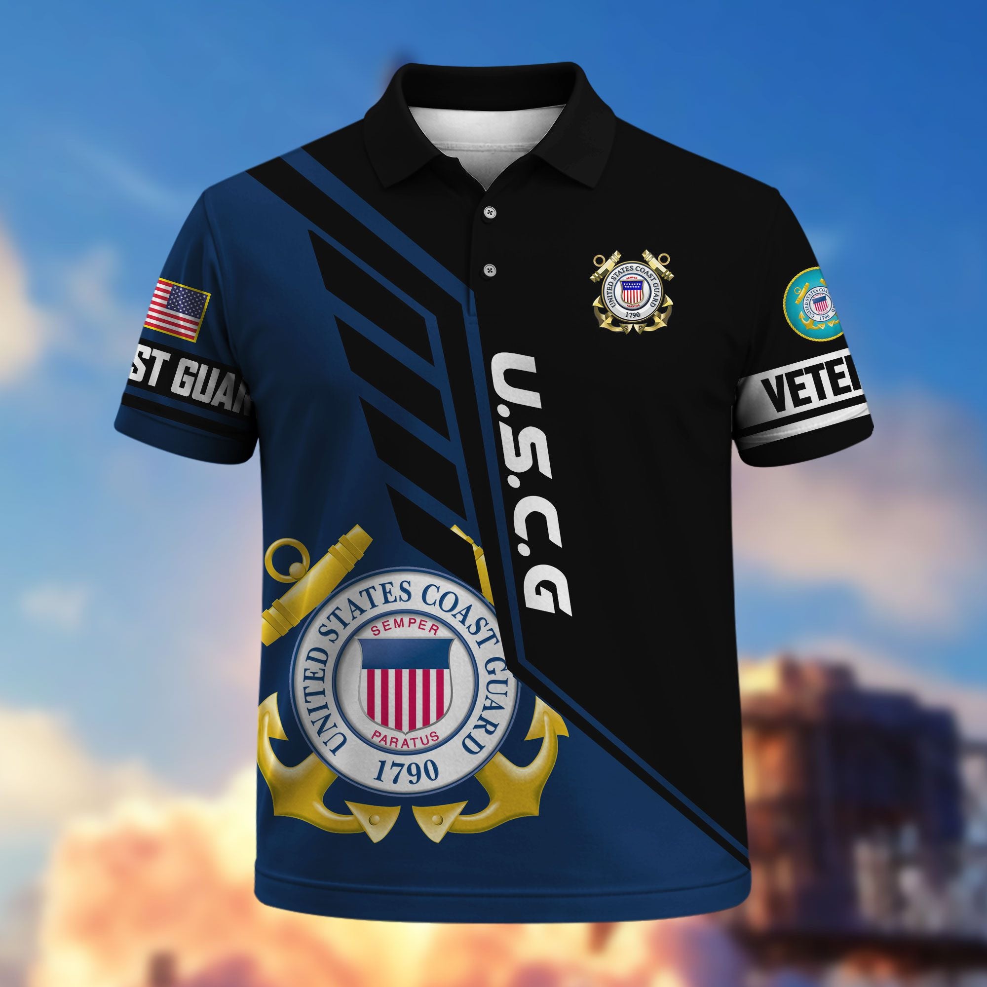 Premium US Veterans Polo Shirt, Gifts For US Veterans, Gifts On Father's Day, Veterans Day.