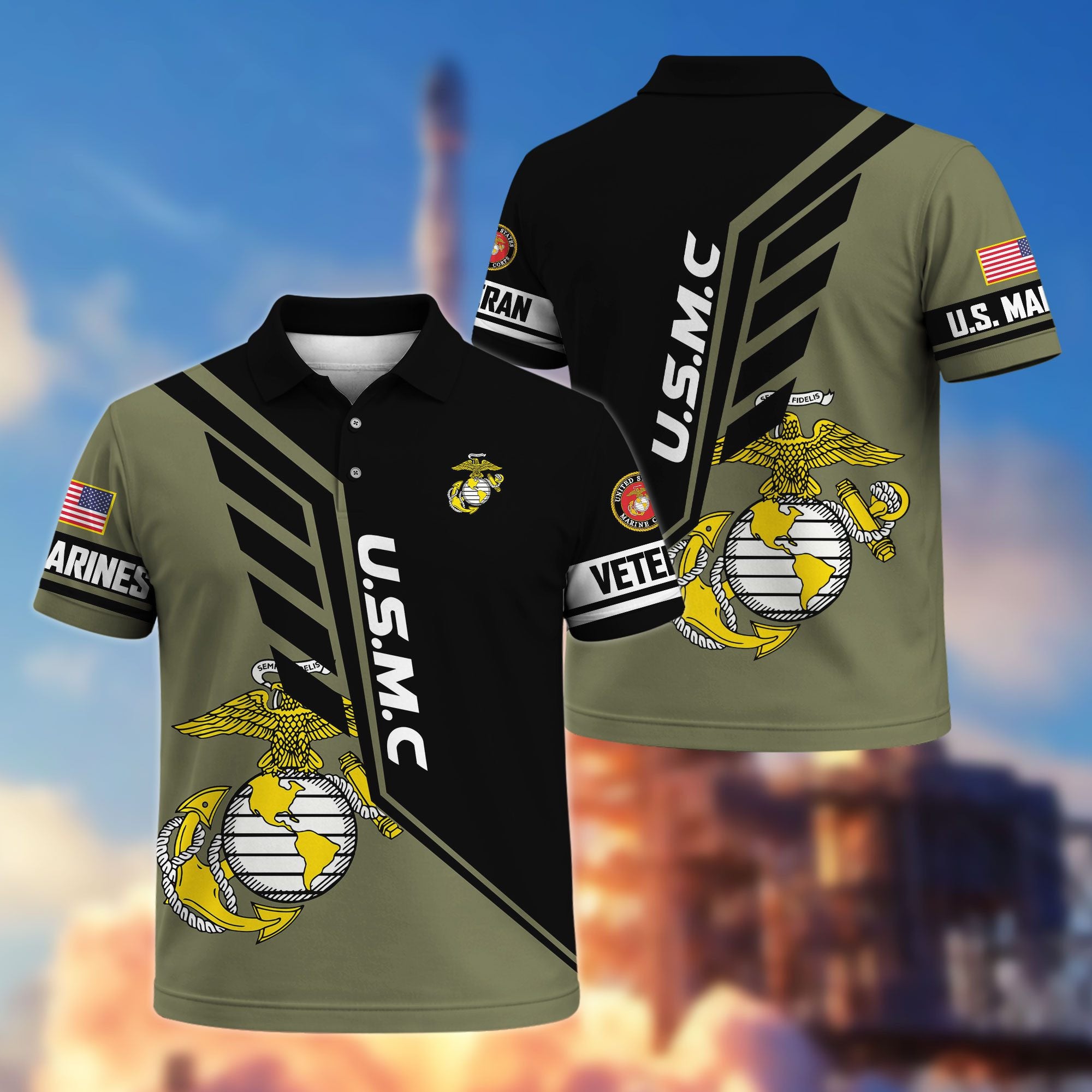 Premium US Veterans Polo Shirt, Gifts For US Veterans, Gifts On Father's Day, Veterans Day.