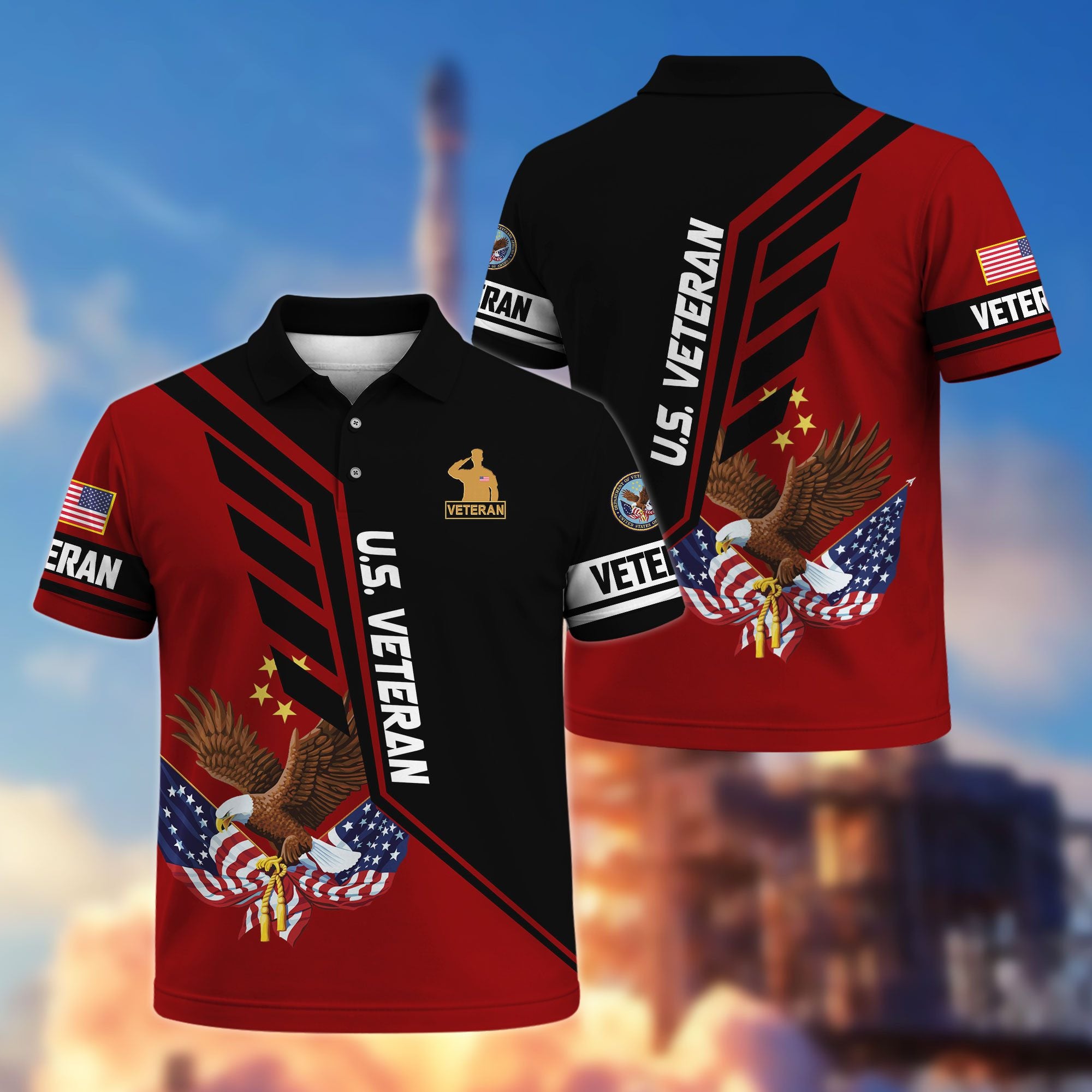 Premium US Veterans Polo Shirt, Gifts For US Veterans, Gifts On Father's Day, Veterans Day.