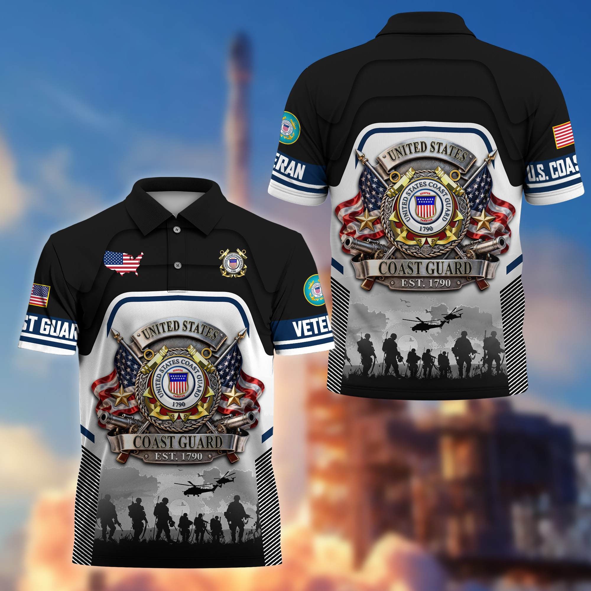 Premium US Veterans Polo Shirt, Gifts For US Veterans, Gifts On Father's Day, Veterans Day.