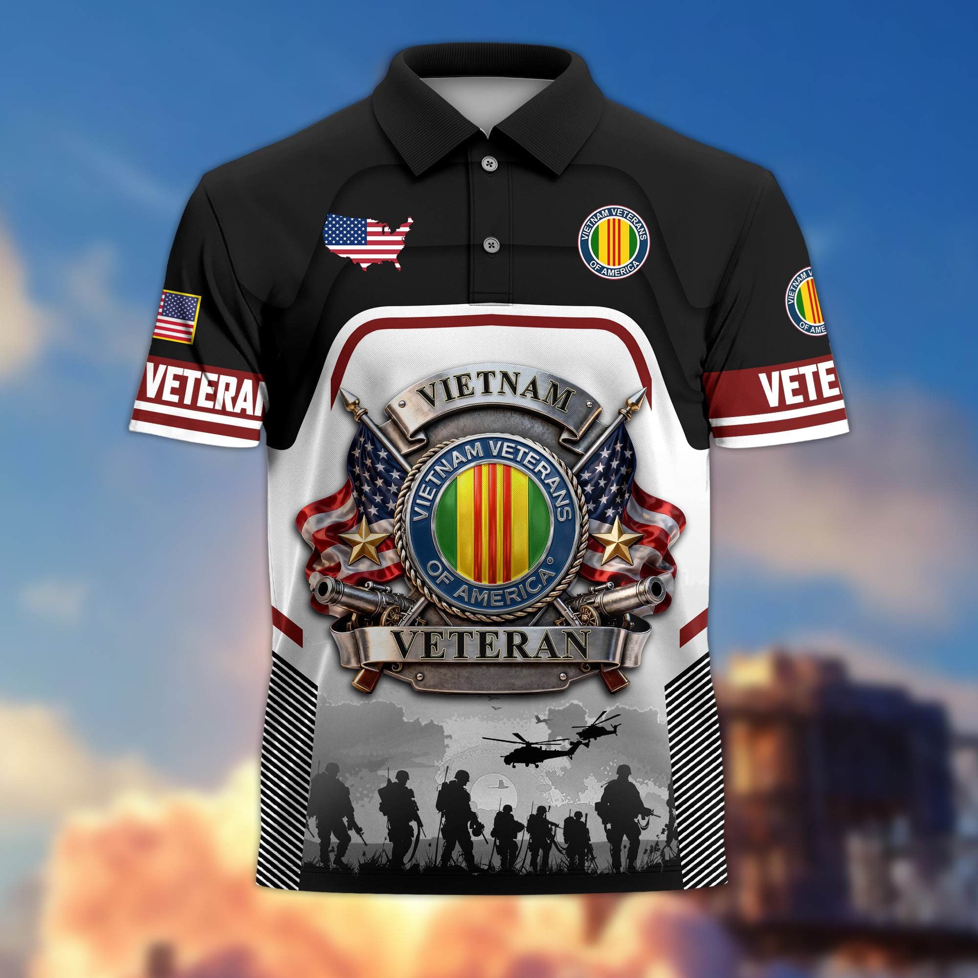 Premium US Veterans Polo Shirt, Gifts For US Veterans, Gifts On Father's Day, Veterans Day.