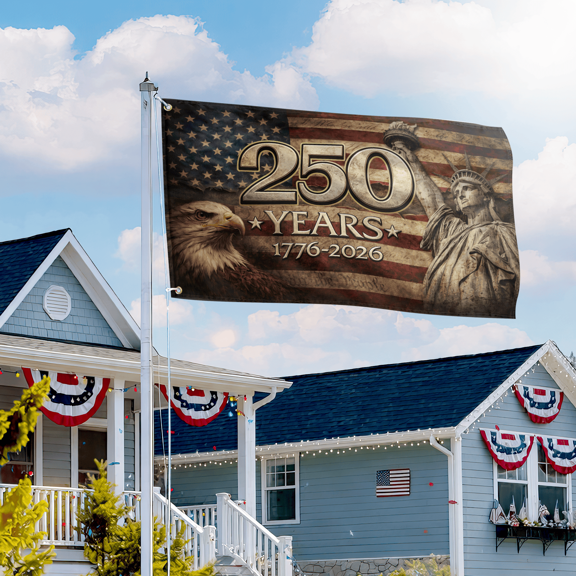 Premium America 250th Anniversary Grommet Flag, America 250th Flag, America 250th Birthday, Best Gifts On Independence Day, Veterans Day.
