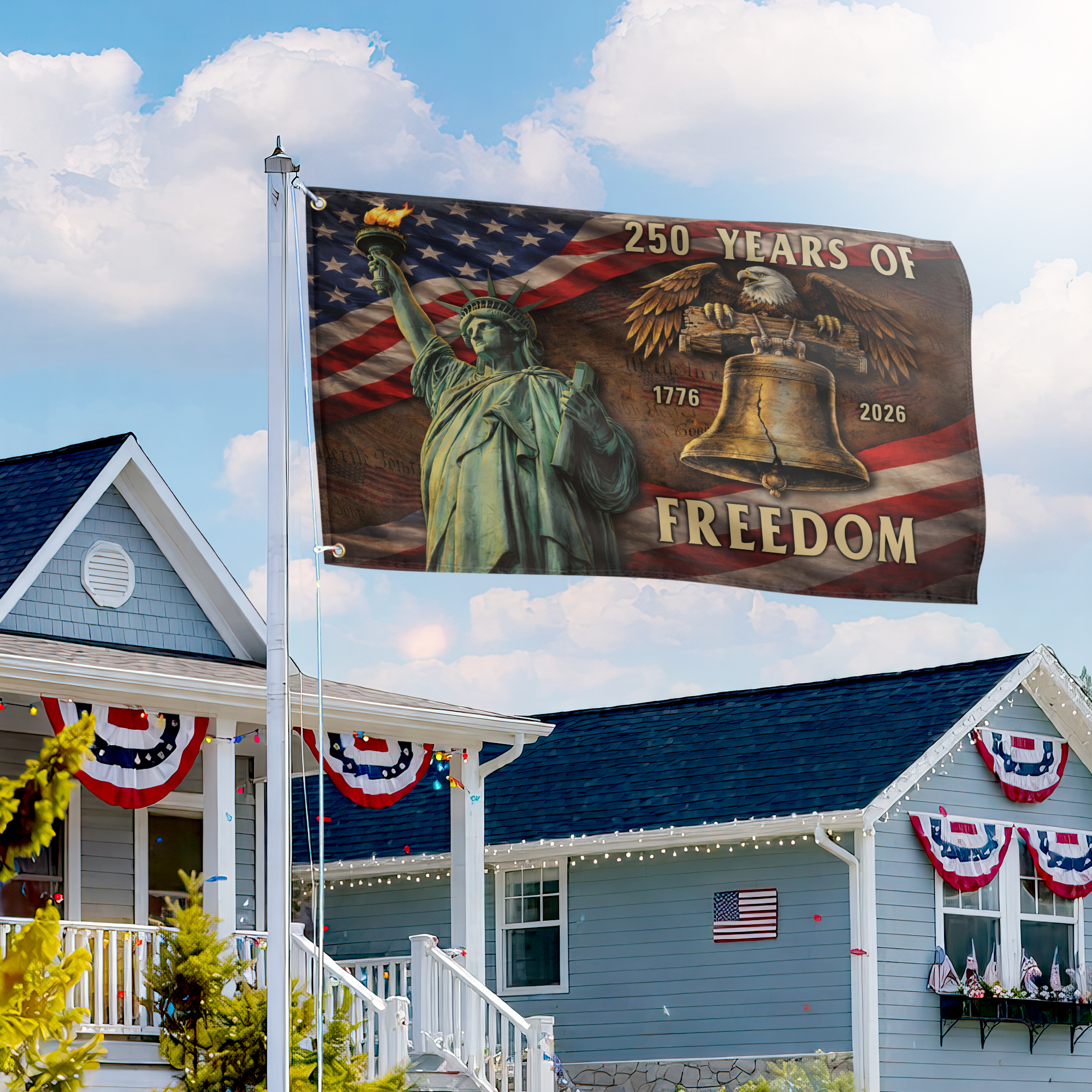 Premium America 250th Anniversary Grommet Flag, America 250th Flag, America 250th Birthday, Best Gifts On Independence Day, Veterans Day.