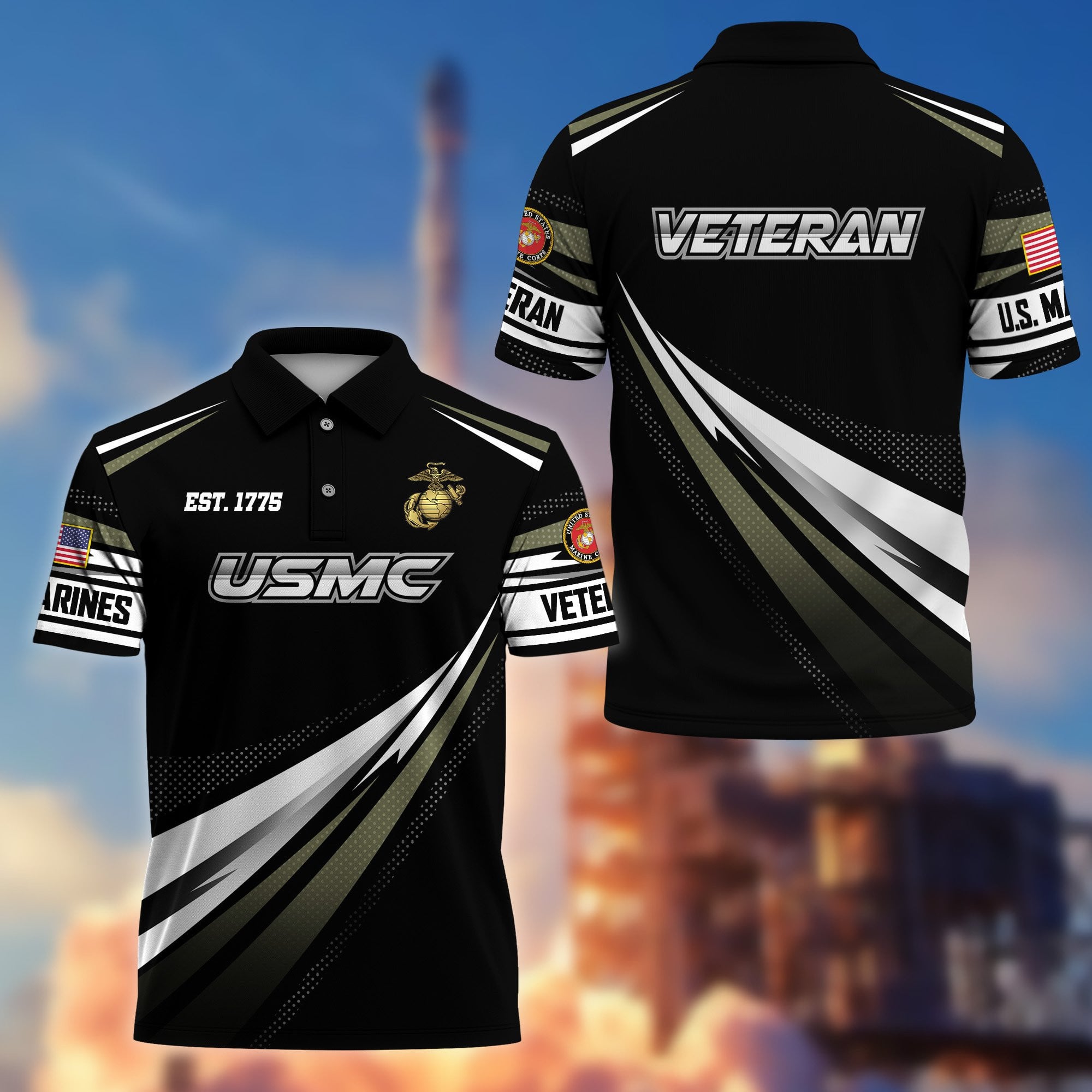 Premium US Veterans Polo Shirt, Gifts For US Veterans, Gifts On Father's Day, Veterans Day.