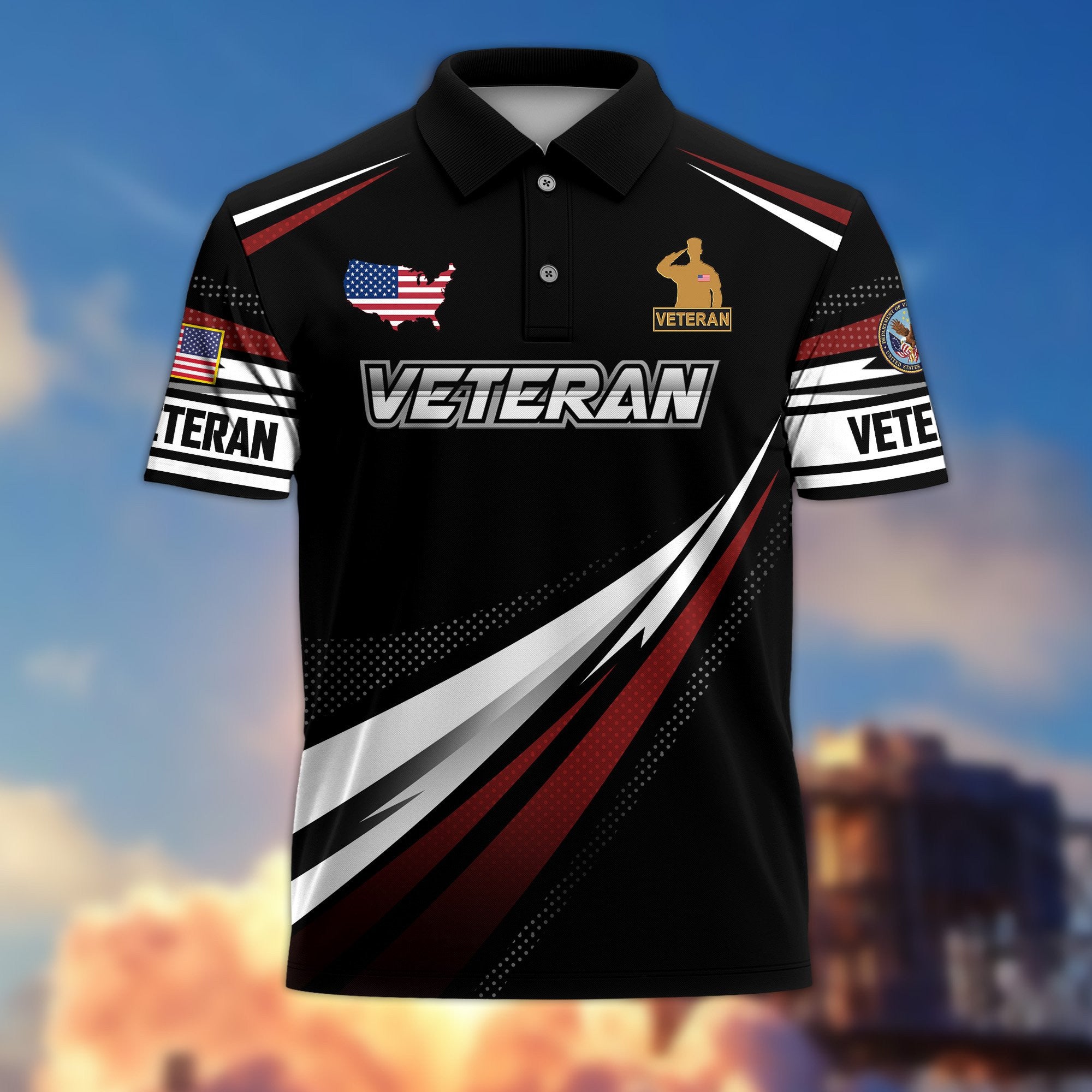 Premium US Veterans Polo Shirt, Gifts For US Veterans, Gifts On Father's Day, Veterans Day.