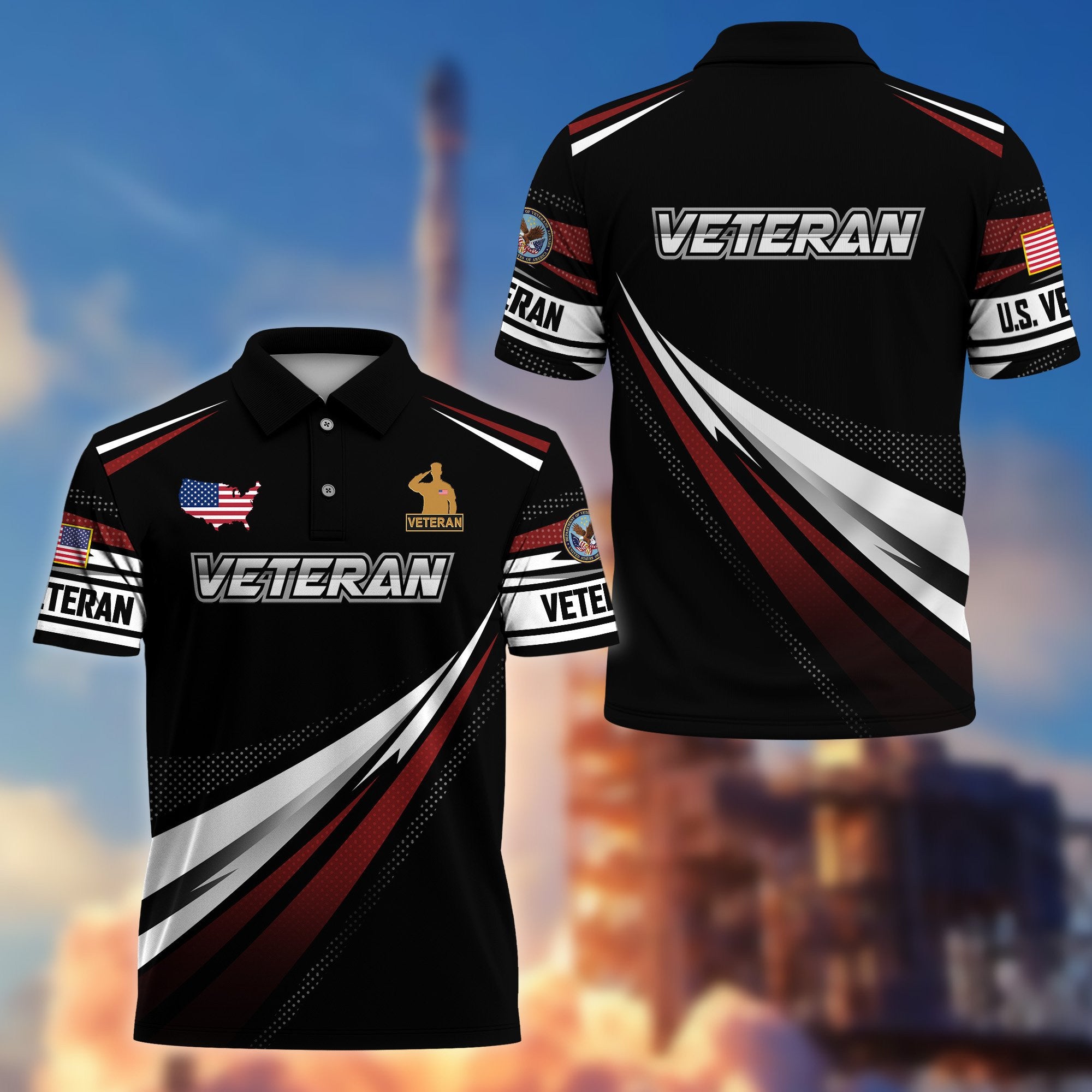 Premium US Veterans Polo Shirt, Gifts For US Veterans, Gifts On Father's Day, Veterans Day.