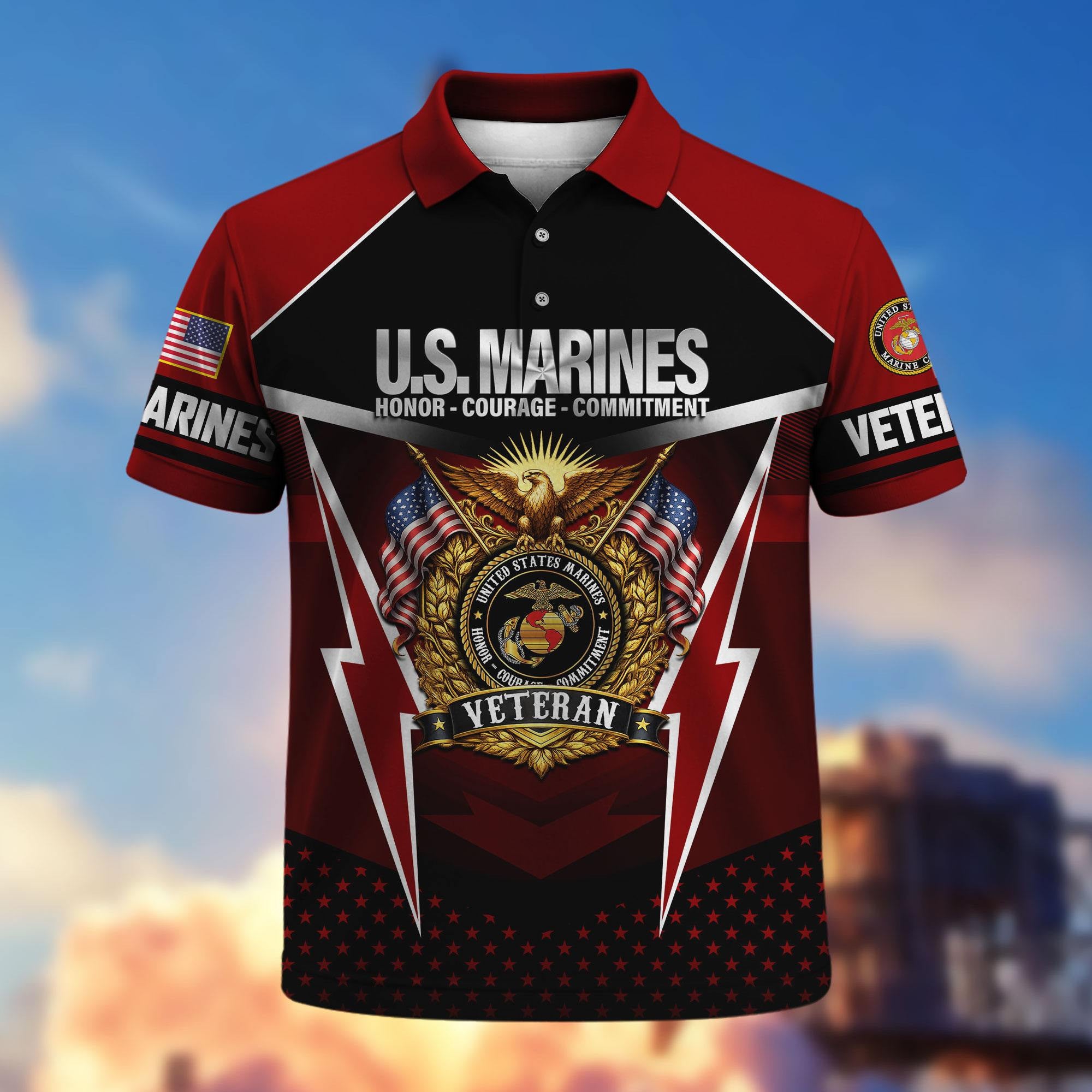 Premium US Veterans Polo Shirt, Gifts For US Veterans, Gifts On Father's Day, Veterans Day.