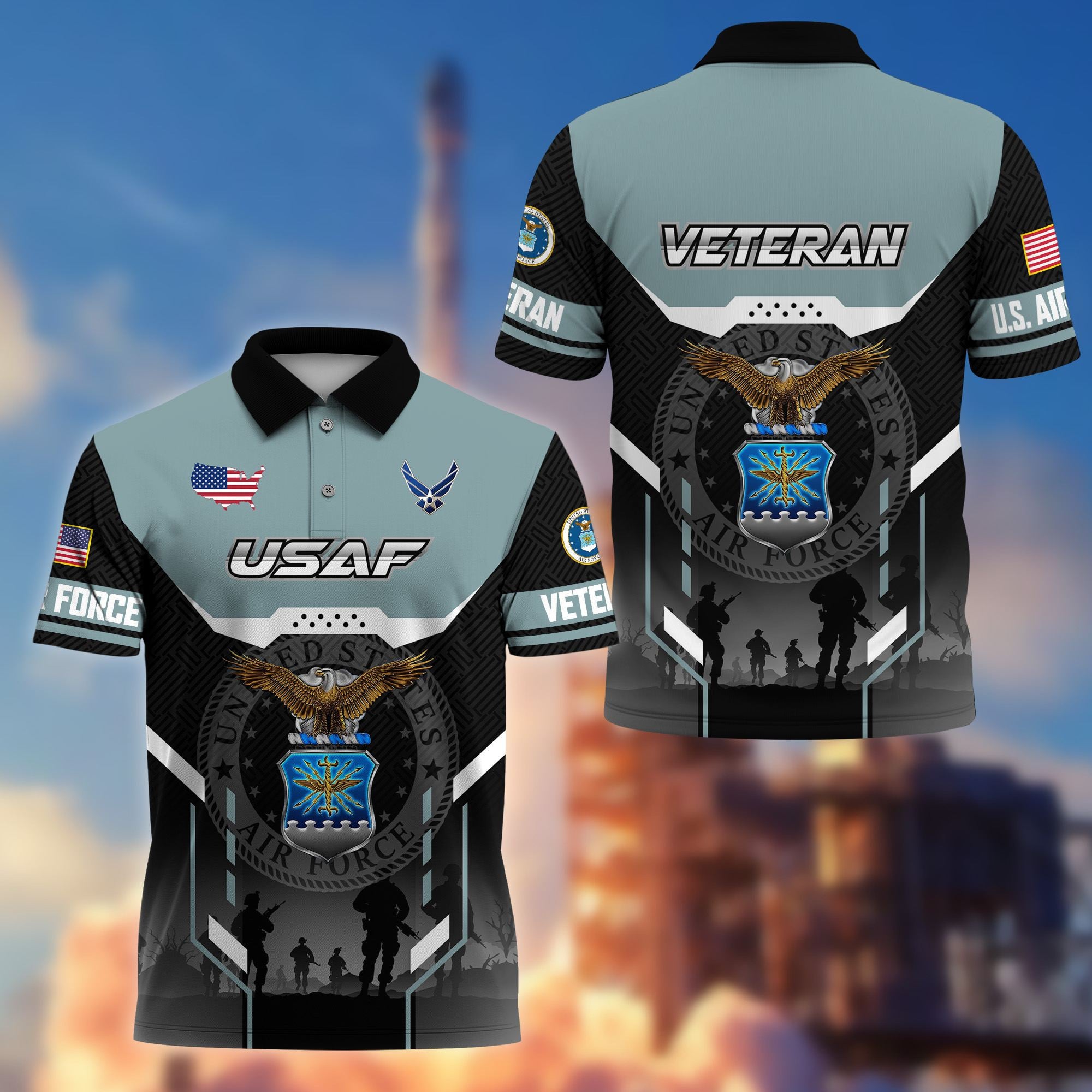 Premium US Veterans Polo Shirt, Gifts For US Veterans, Gifts On Father's Day, Veterans Day.