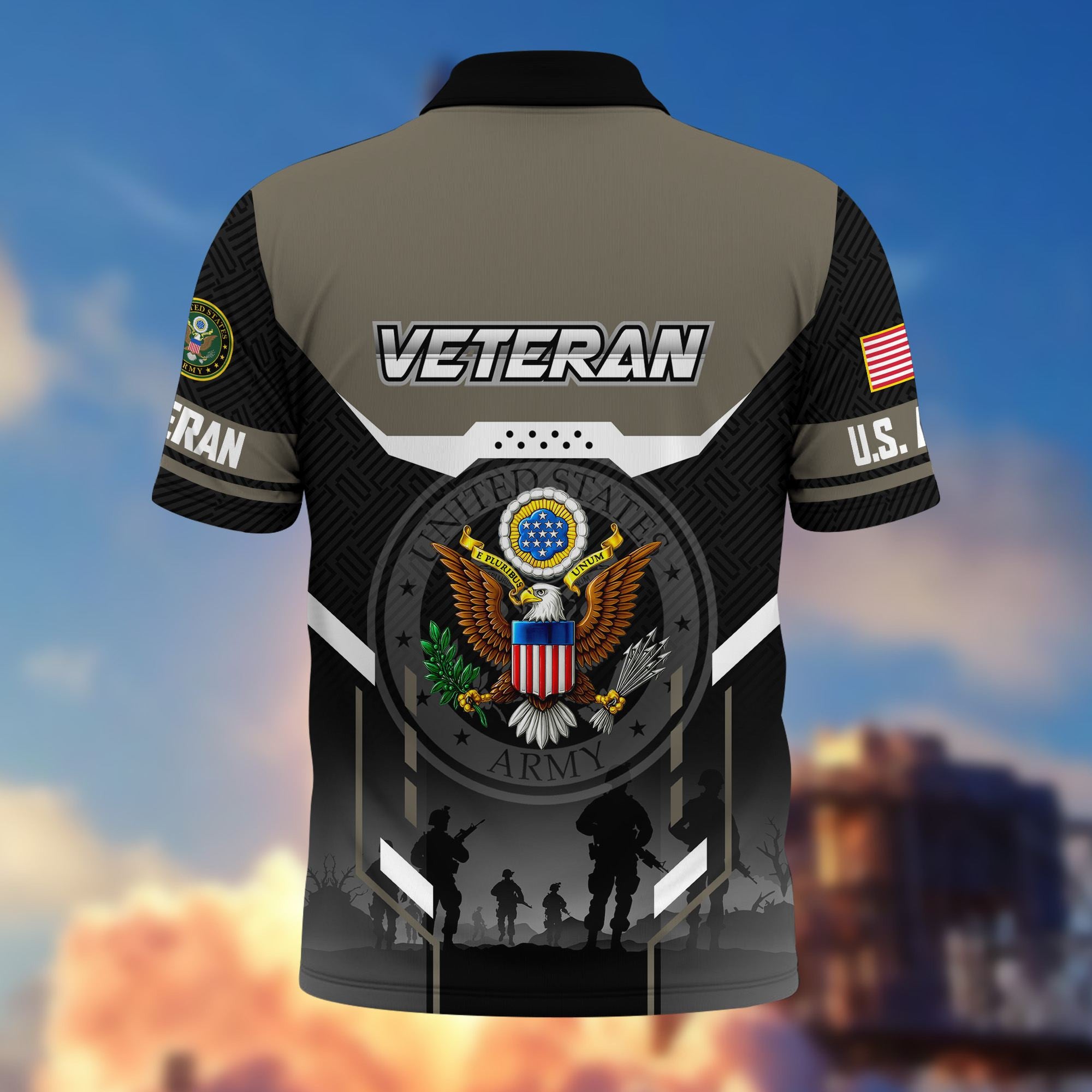 Premium US Veterans Polo Shirt, Gifts For US Veterans, Gifts On Father's Day, Veterans Day.