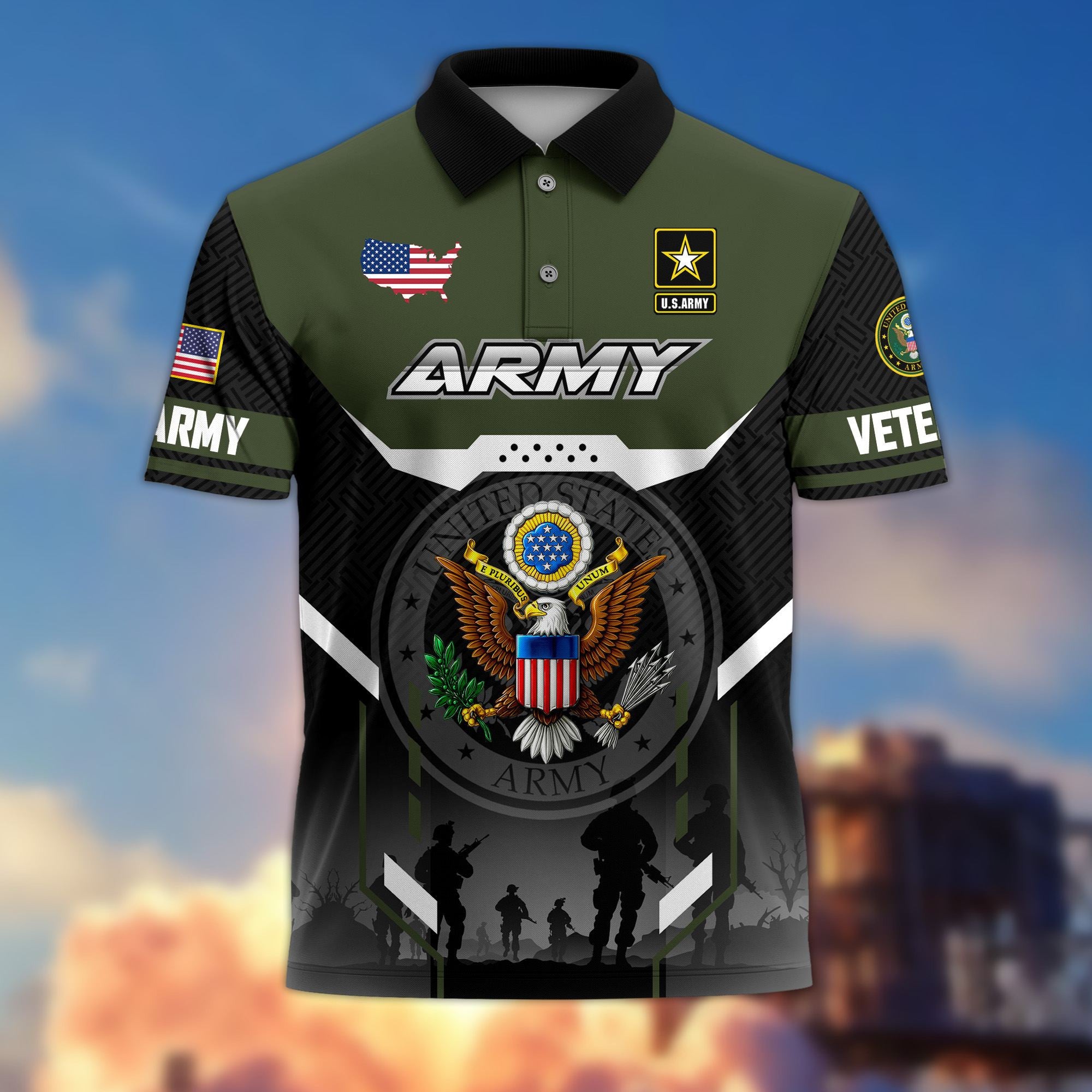 Premium US Veterans Polo Shirt, Gifts For US Veterans, Gifts On Father's Day, Veterans Day.